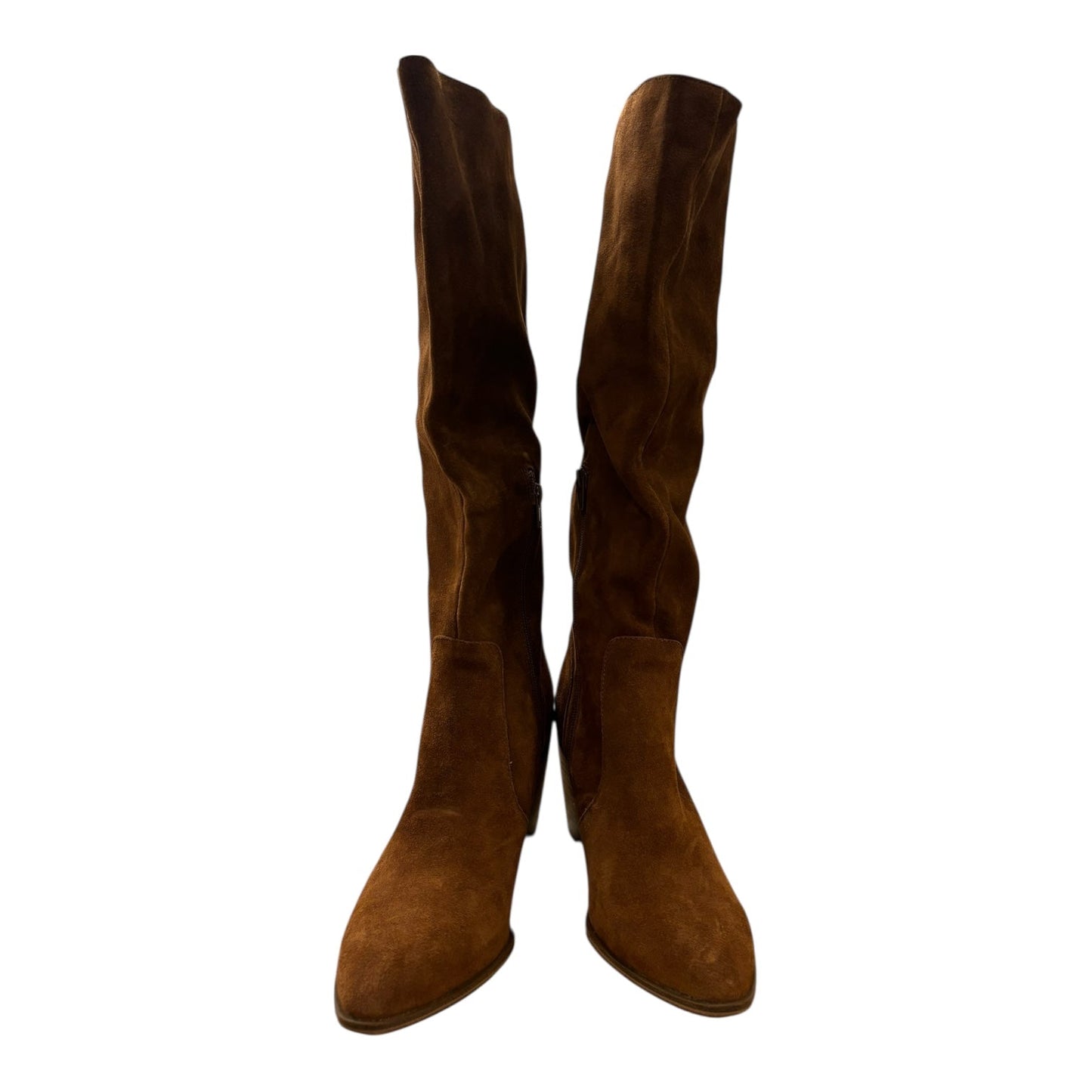 Boots Knee Heels By Steve Madden In Brown, Size:9.5