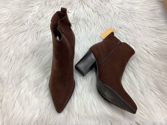 Boots Ankle Heels By Just Fab In Brown, Size:8