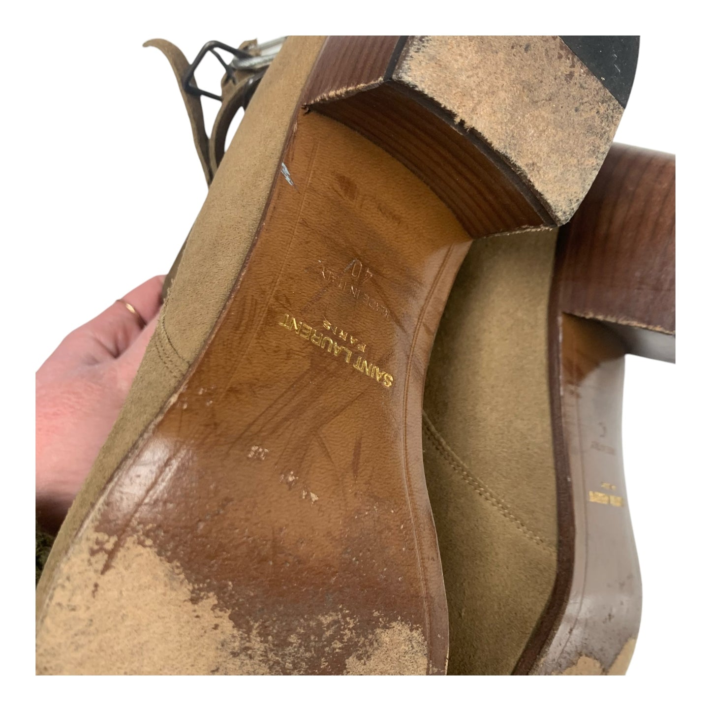 Boots Luxury Designer By Yves Saint Laurent In Tan, Size: 10