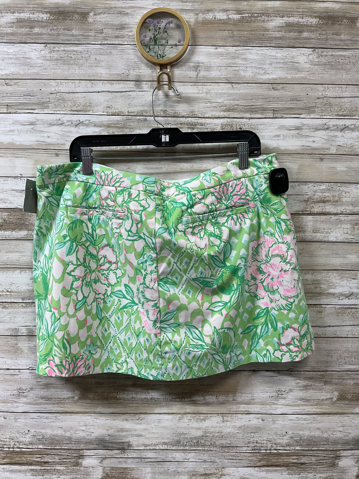 Skort Designer By Lilly Pulitzer In Green & Pink, Size:16