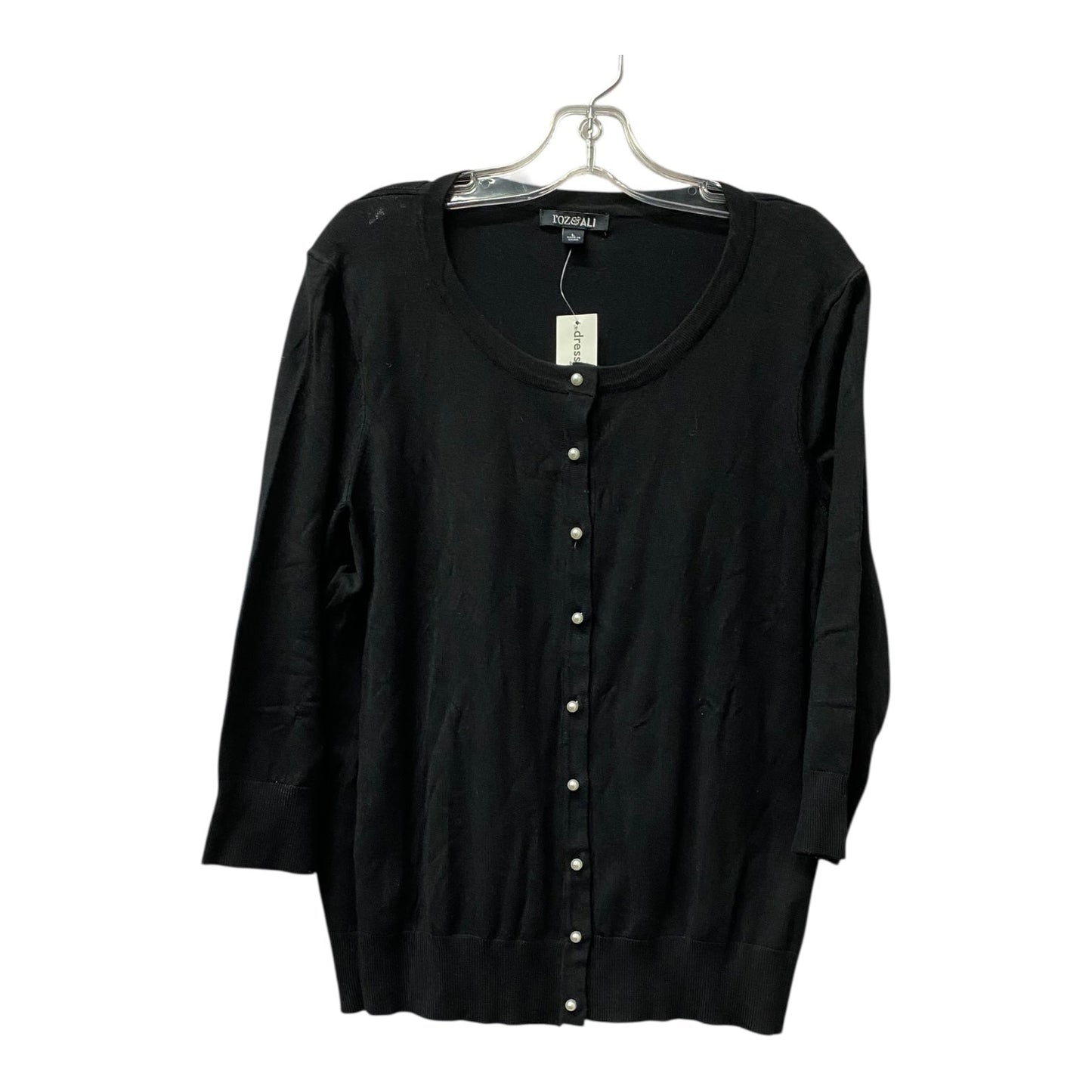 Sweater Cardigan By Roz And Ali In Black, Size:L