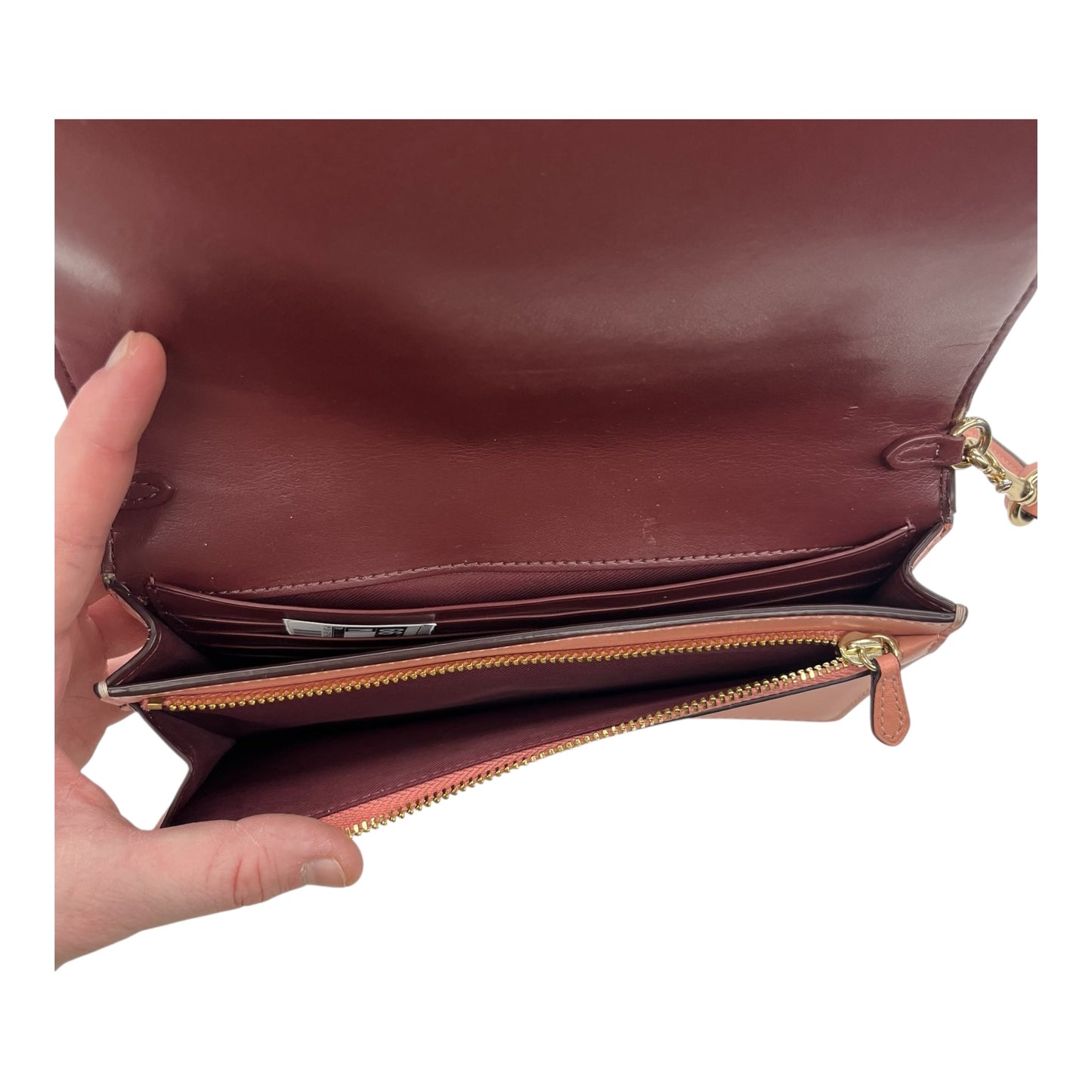 Crossbody Designer By Coach In Pink, Size:Small