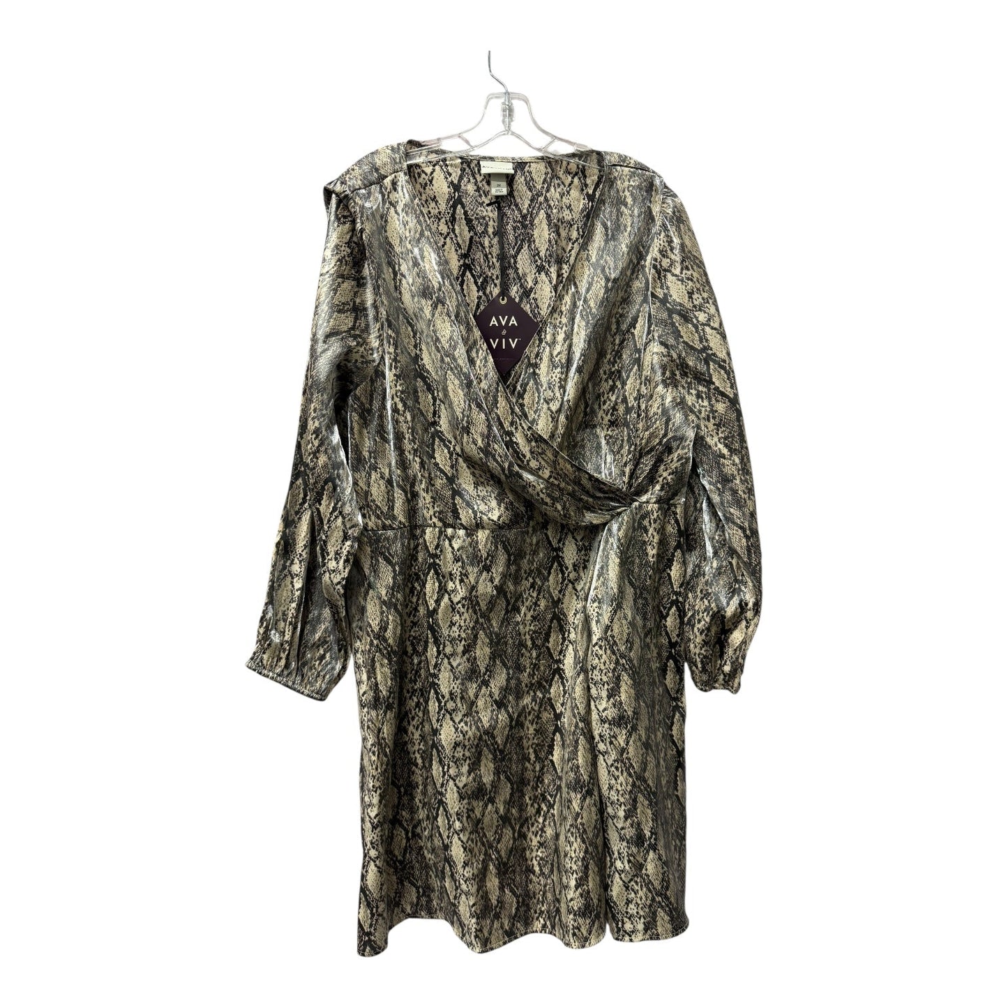 Dress Casual Short By Ava & Viv In Snakeskin Print, Size:2X