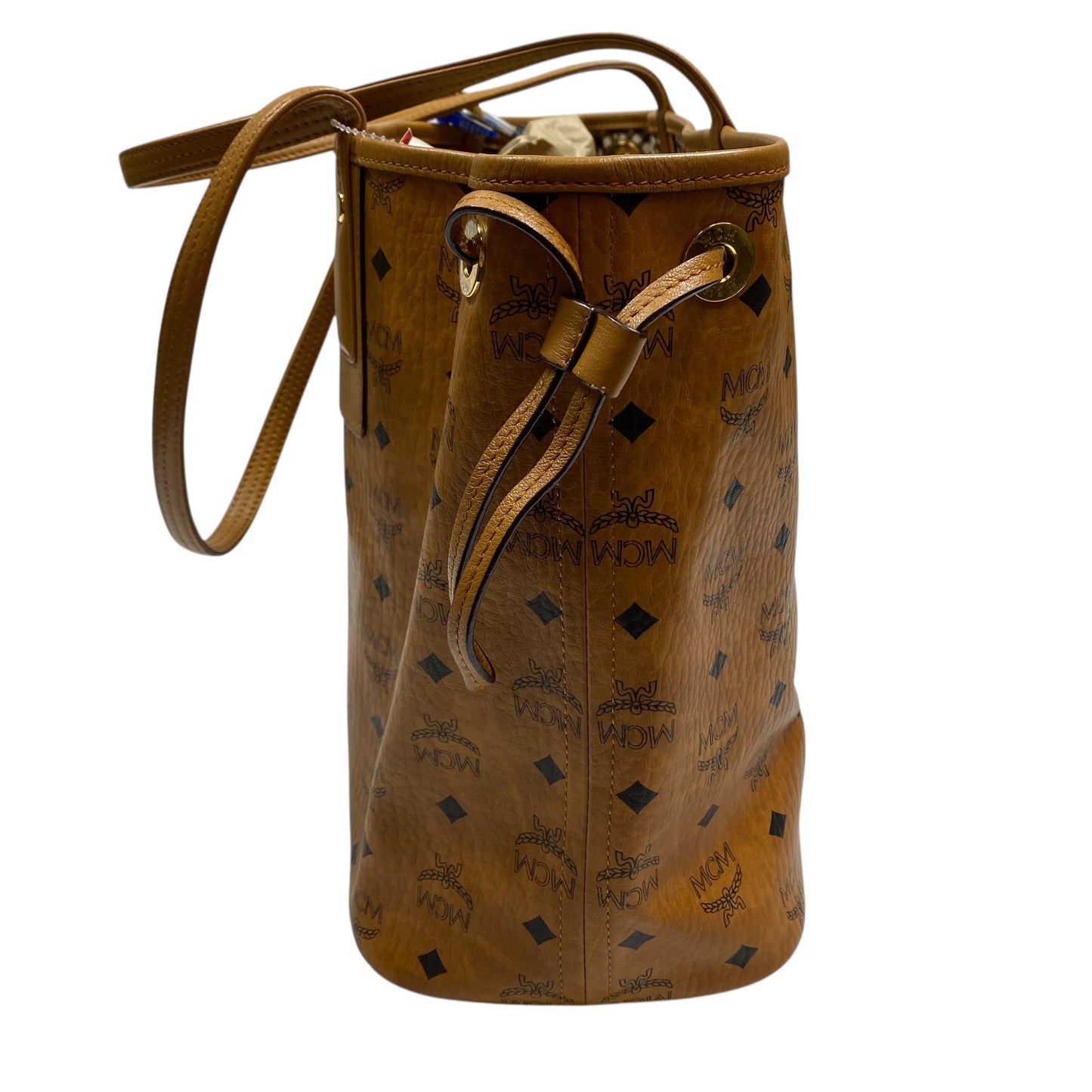 Tote Luxury Designer By Mcm In Brown, Size:Large