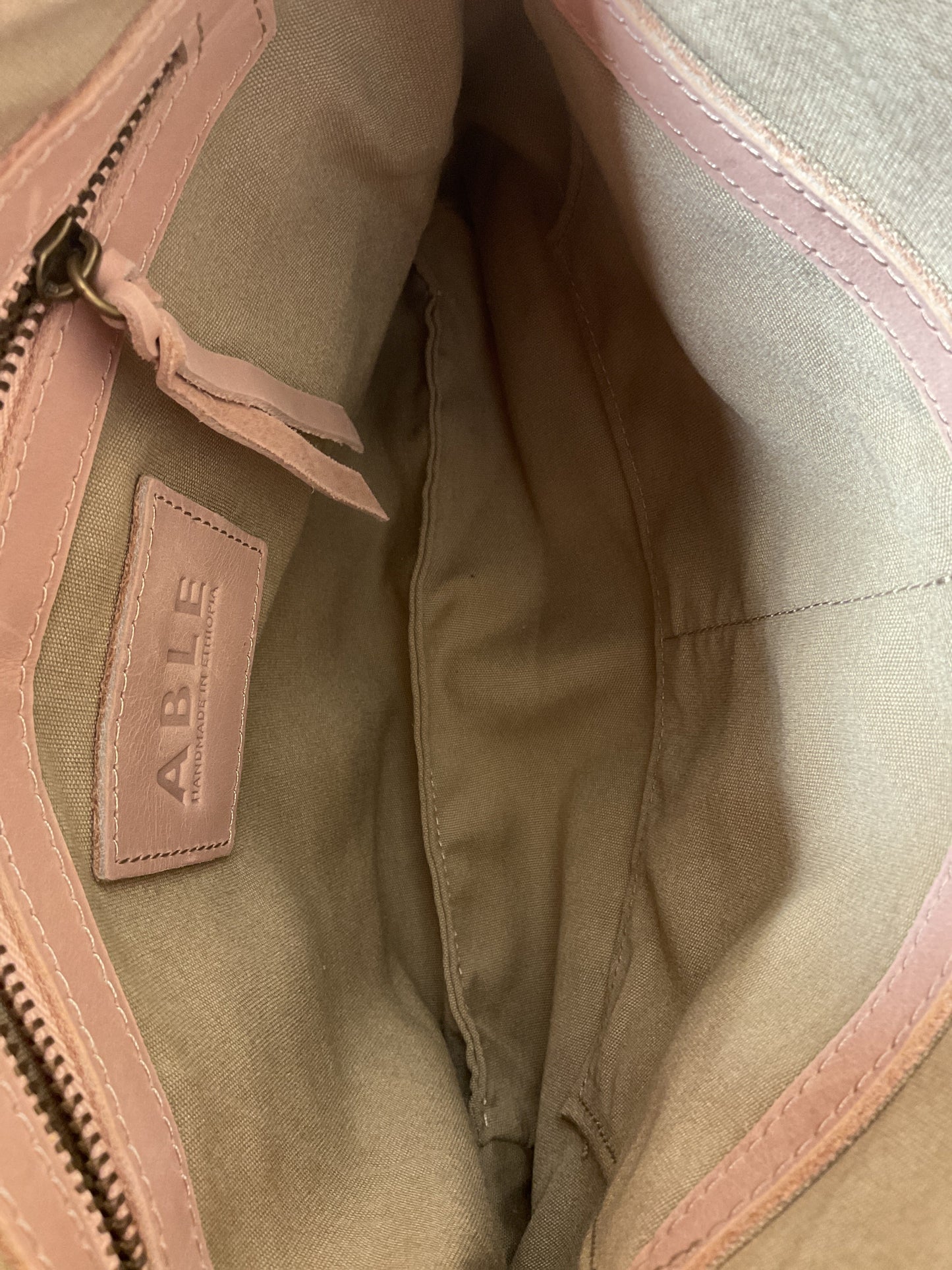 Crossbody Leather By Able In Beige, Size:Medium