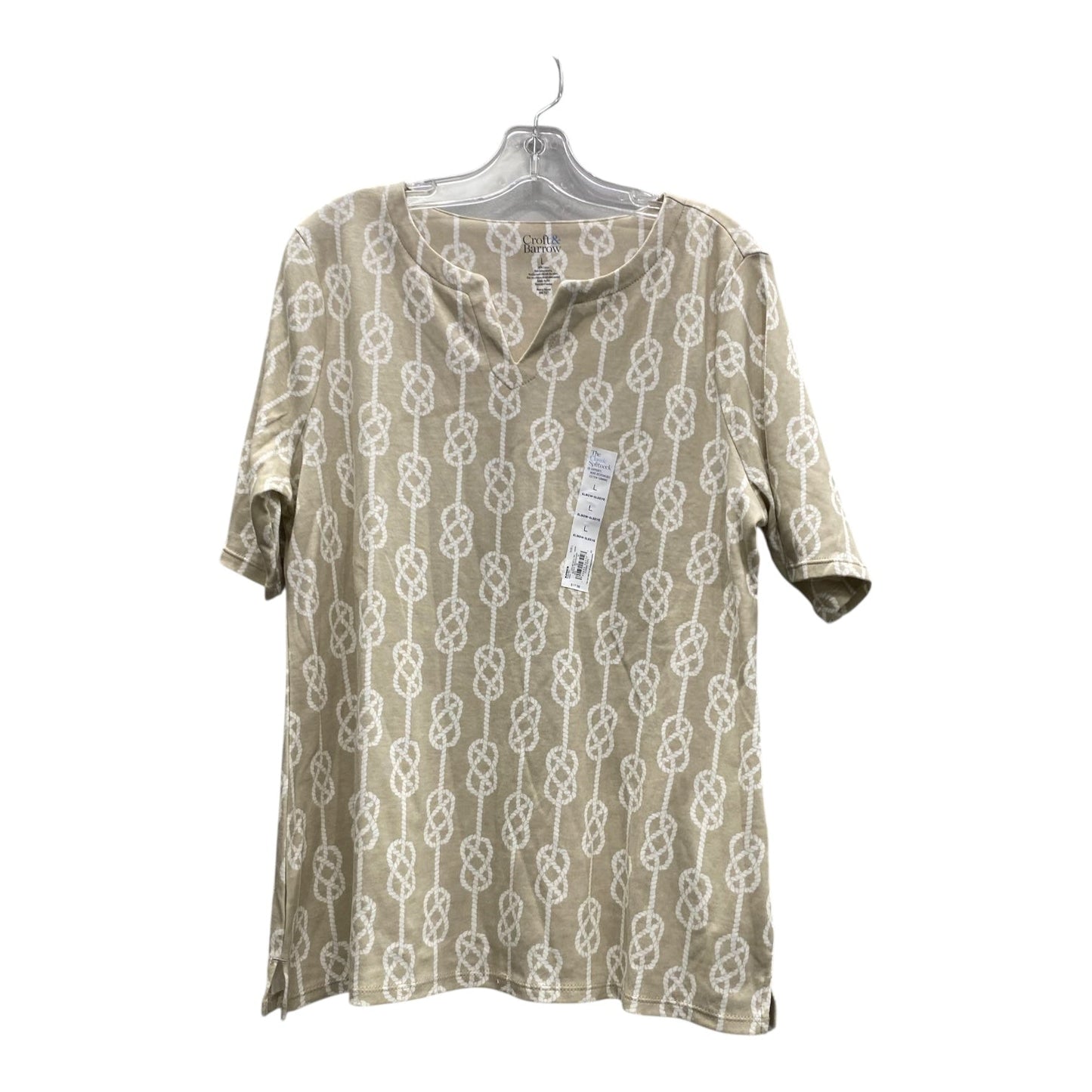 Top Ss Basic By Croft And Barrow In Tan, Size:L