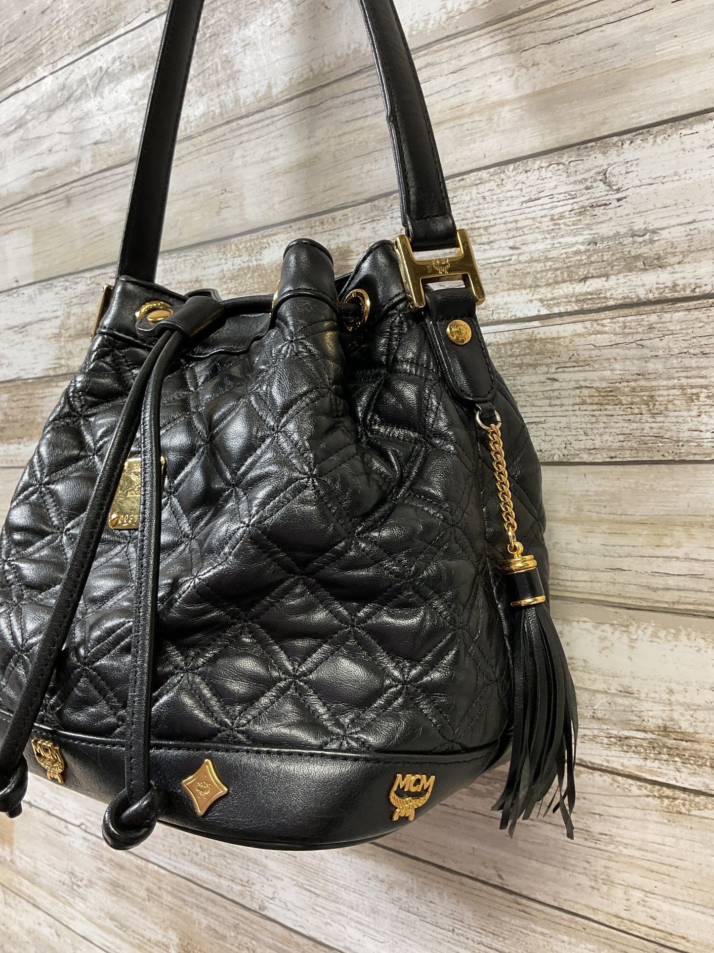 Handbag Luxury Designer By Mcm In Black, Size:Small