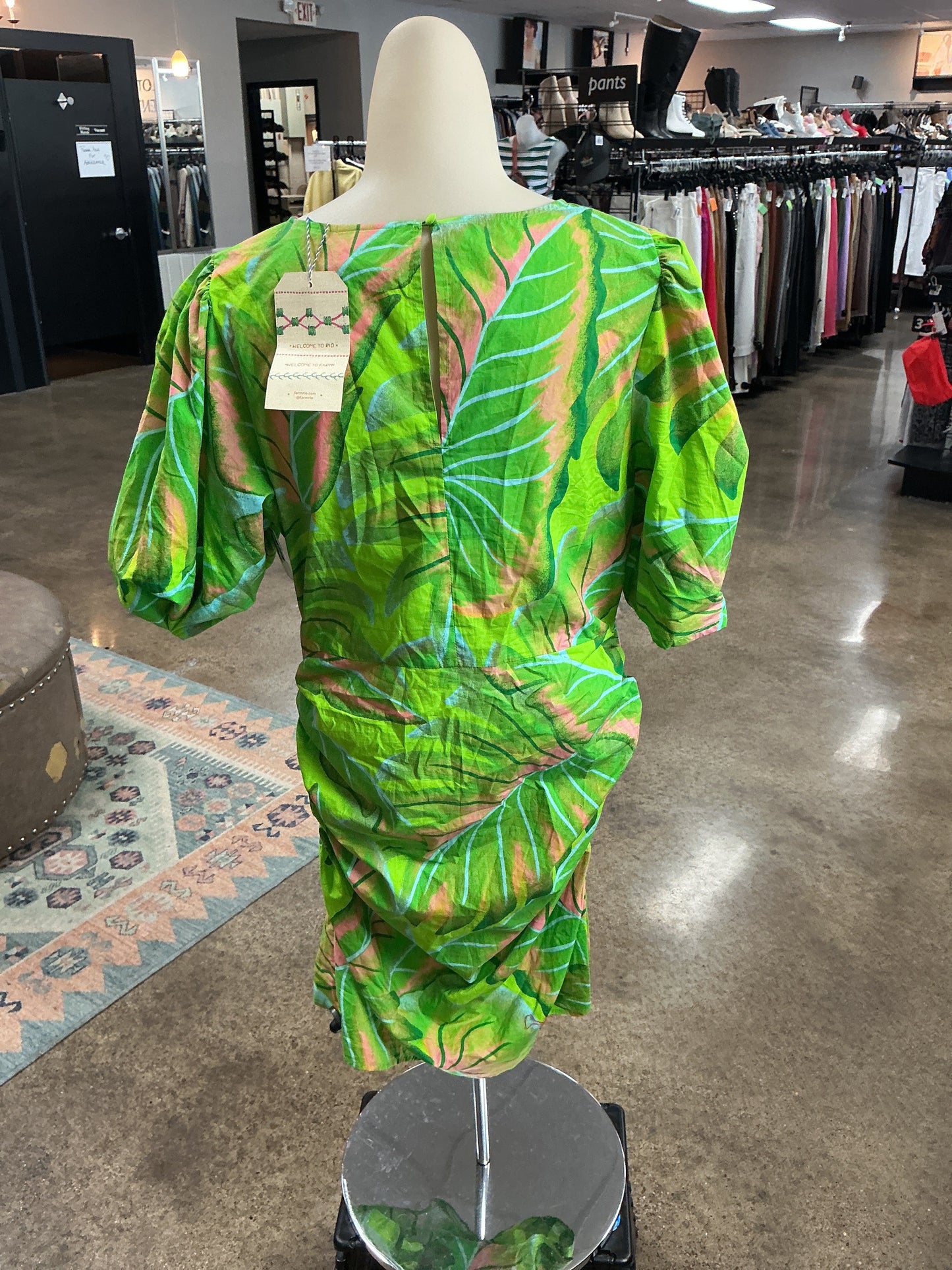 Dress Casual Short By Farm Rio In Green & Pink, Size:Lp