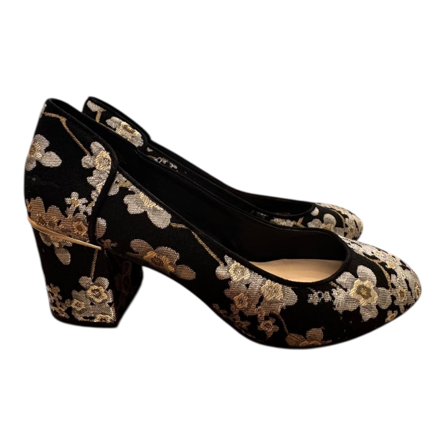 Shoes Heels Block By Nine West In Black & Silver, Size:10