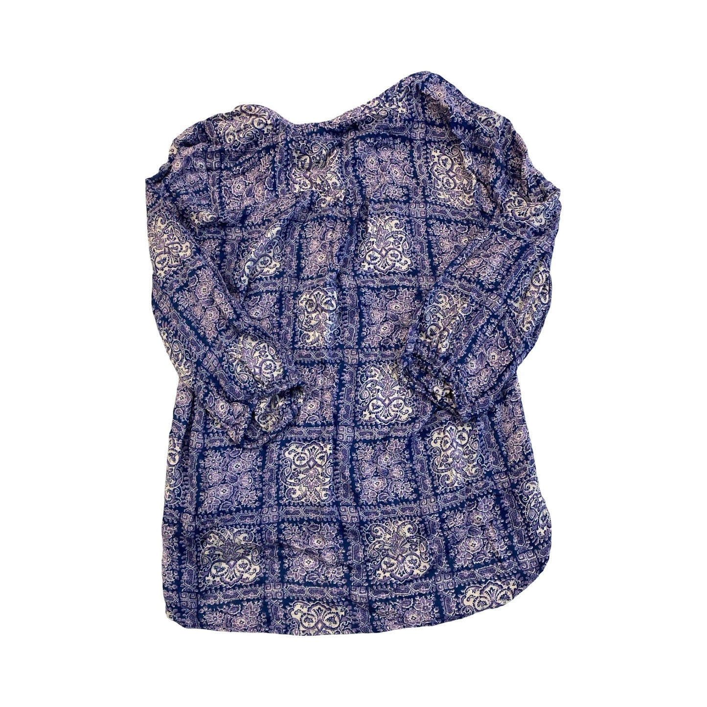 Top 3/4 Sleeve By Anthropologie In Blue & Purple, Size:L