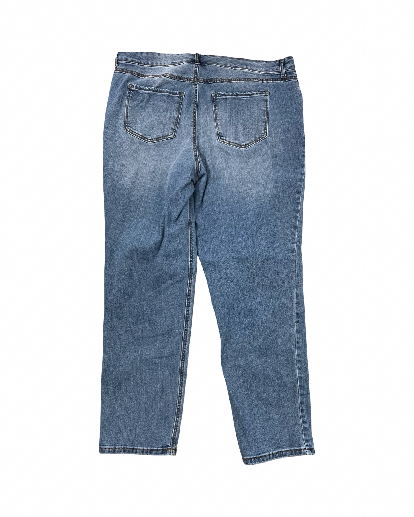 Jeans Straight By Terra & Sky In Blue Denim, Size:16