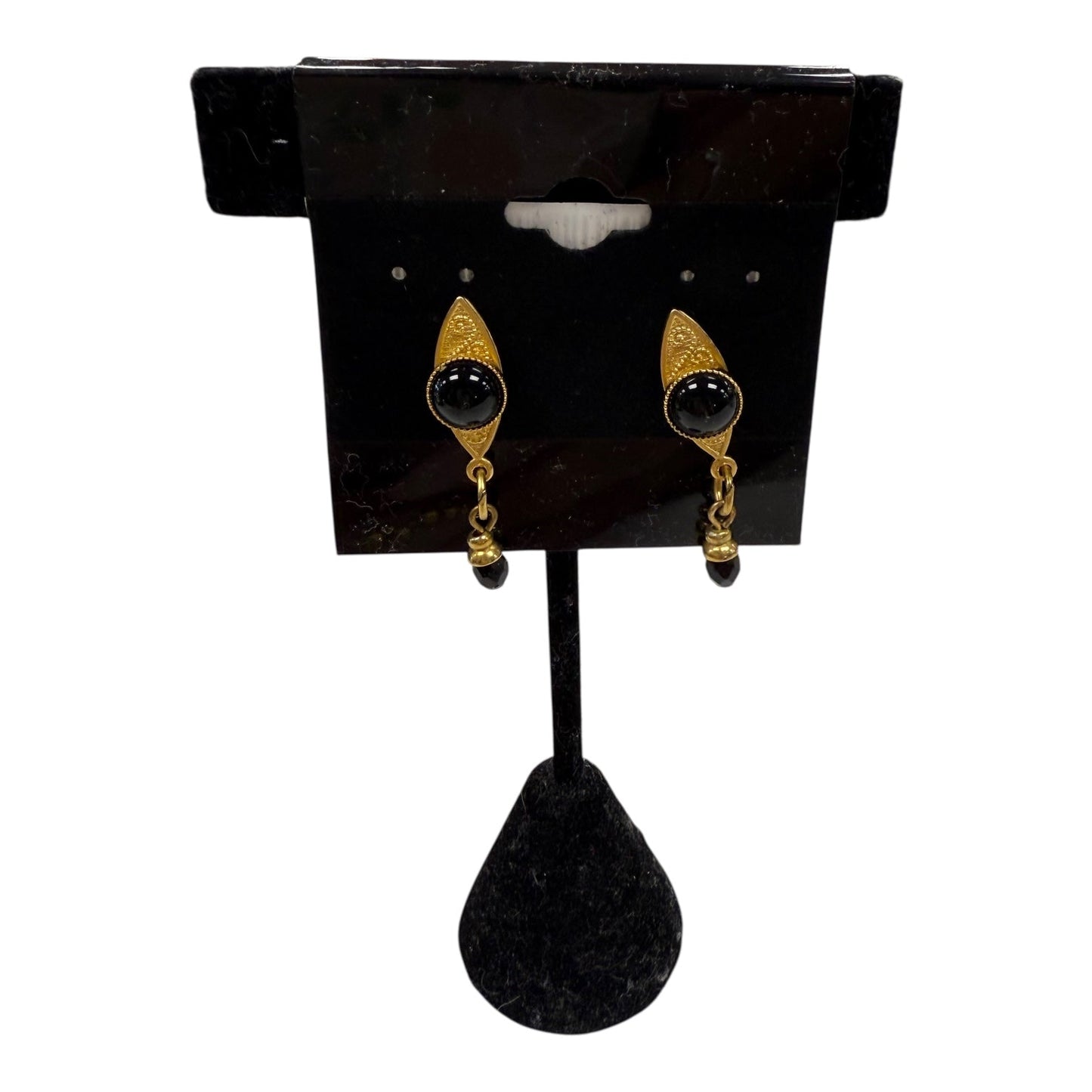 Earrings Dangle/Drop In Black & Gold