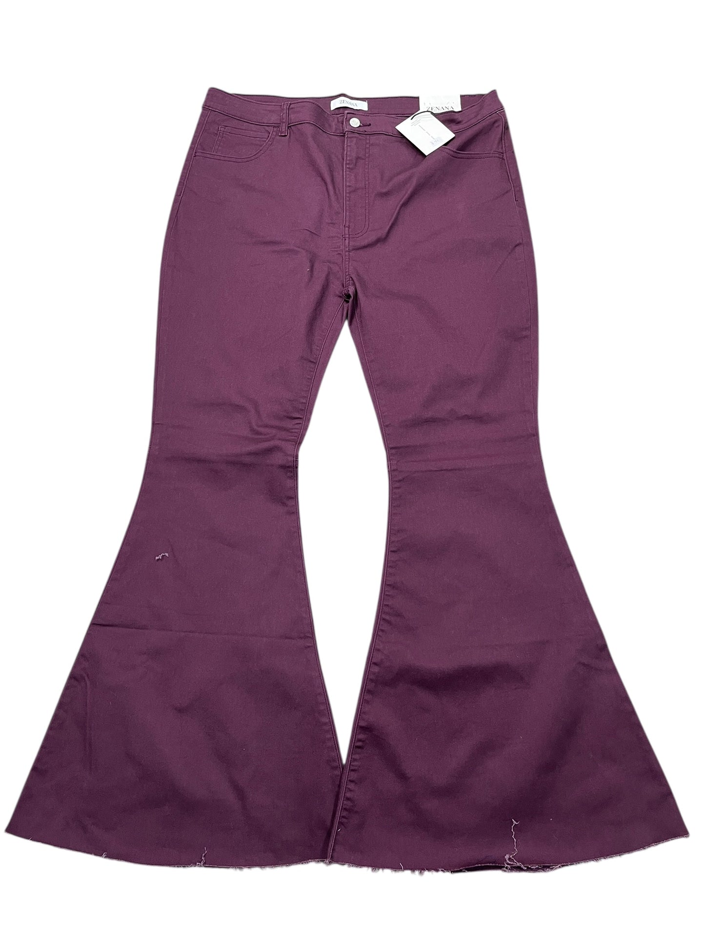Jeans Flared By Zenana Outfitters In Purple Denim, Size:2X