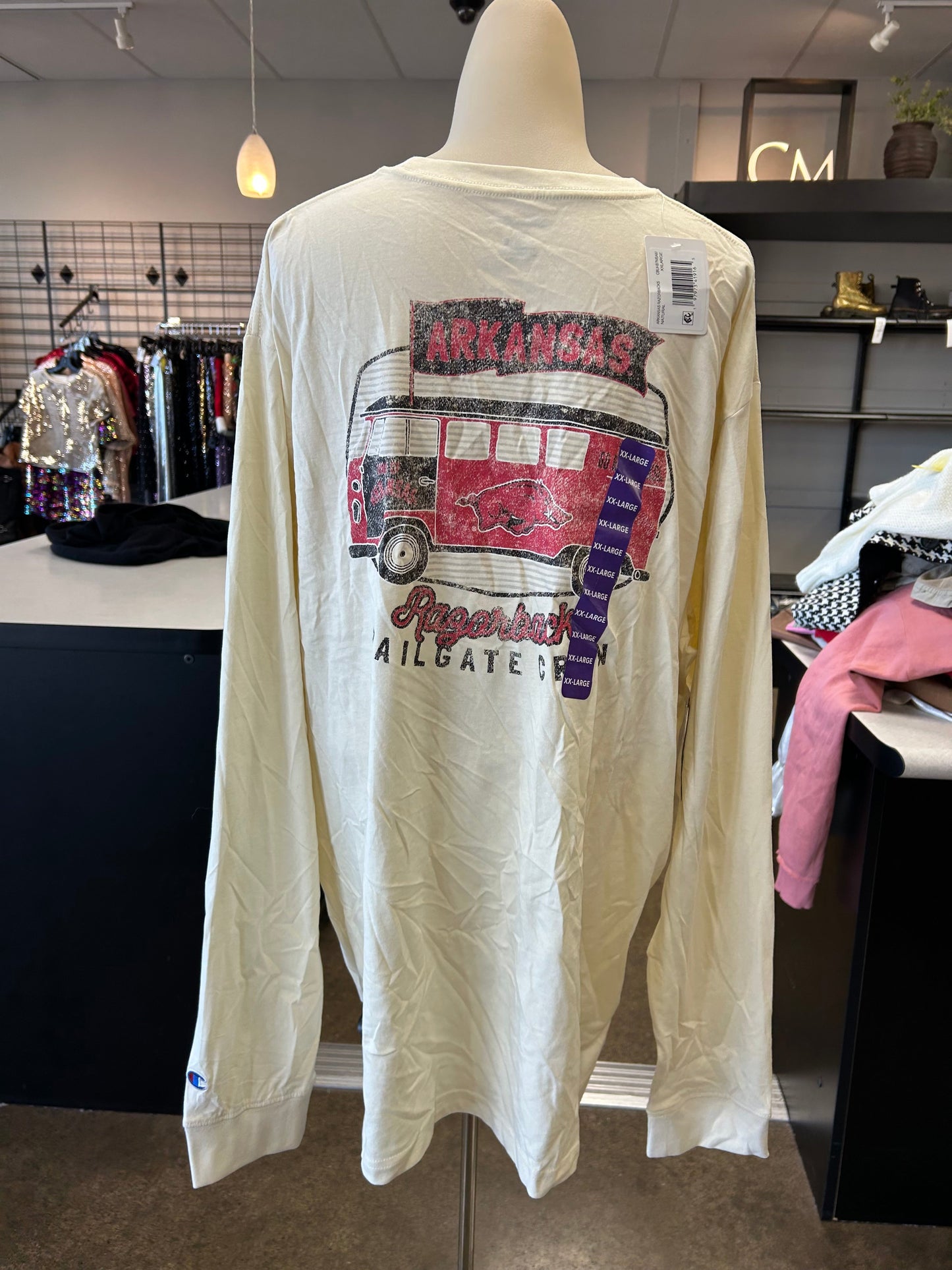 Athletic Top Ls Crewneck By Champion In Yellow, Size:2X