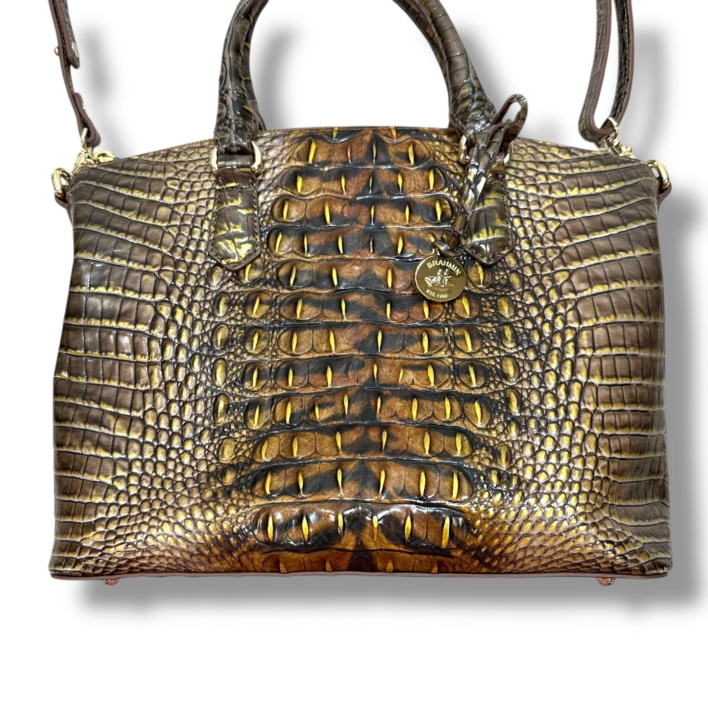 Duxbury Satchel - Instinct Ombre Melbourne Handbag Designer By Brahmin, Size: Small