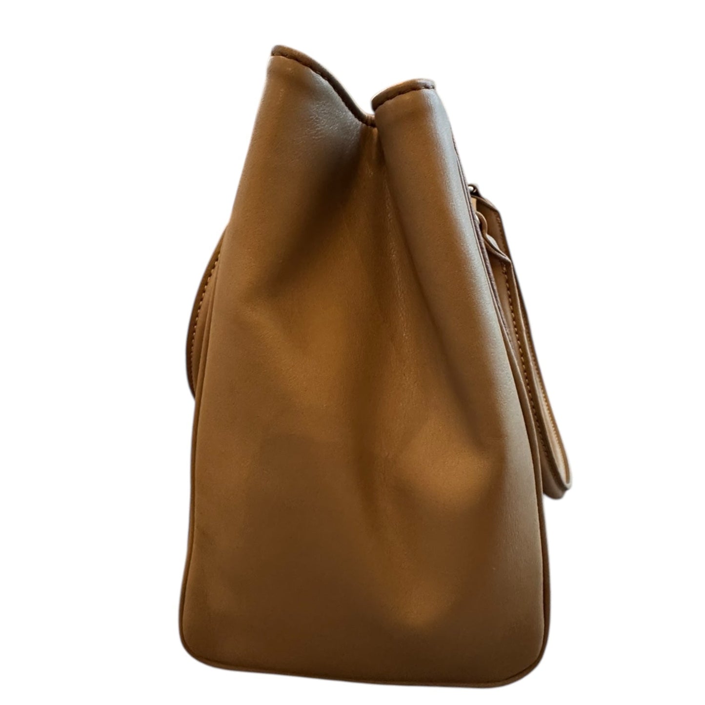 Handbag Leather By Aurielle In Brown, Size:Medium