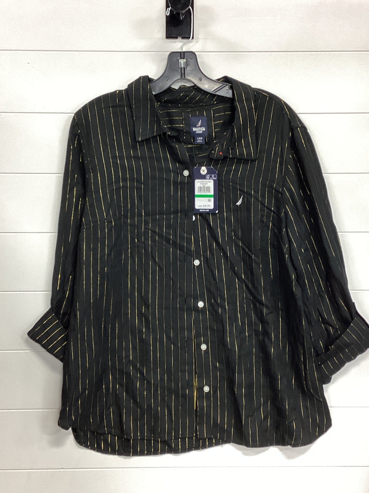 Blouse Ls By Nautica In Black, Size:L