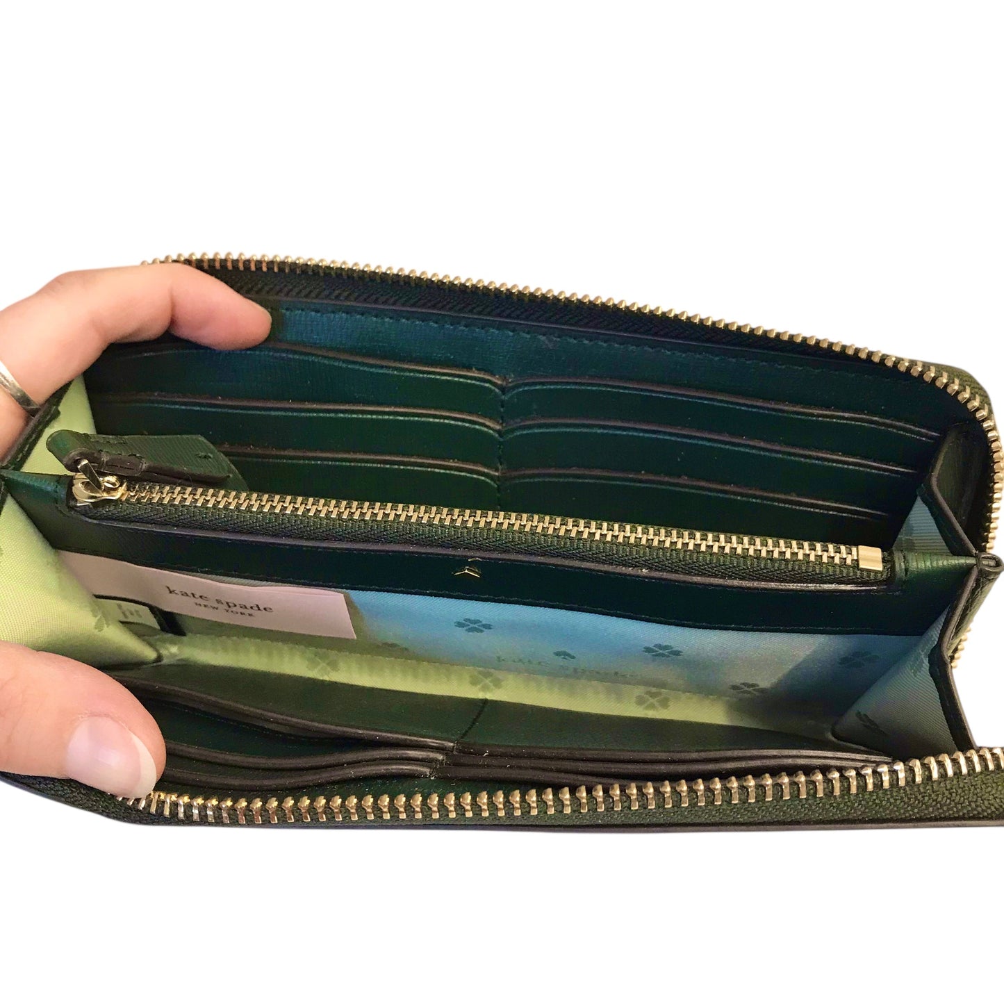 Wallet Designer By Kate Spade In Green & Pink, Size:Large