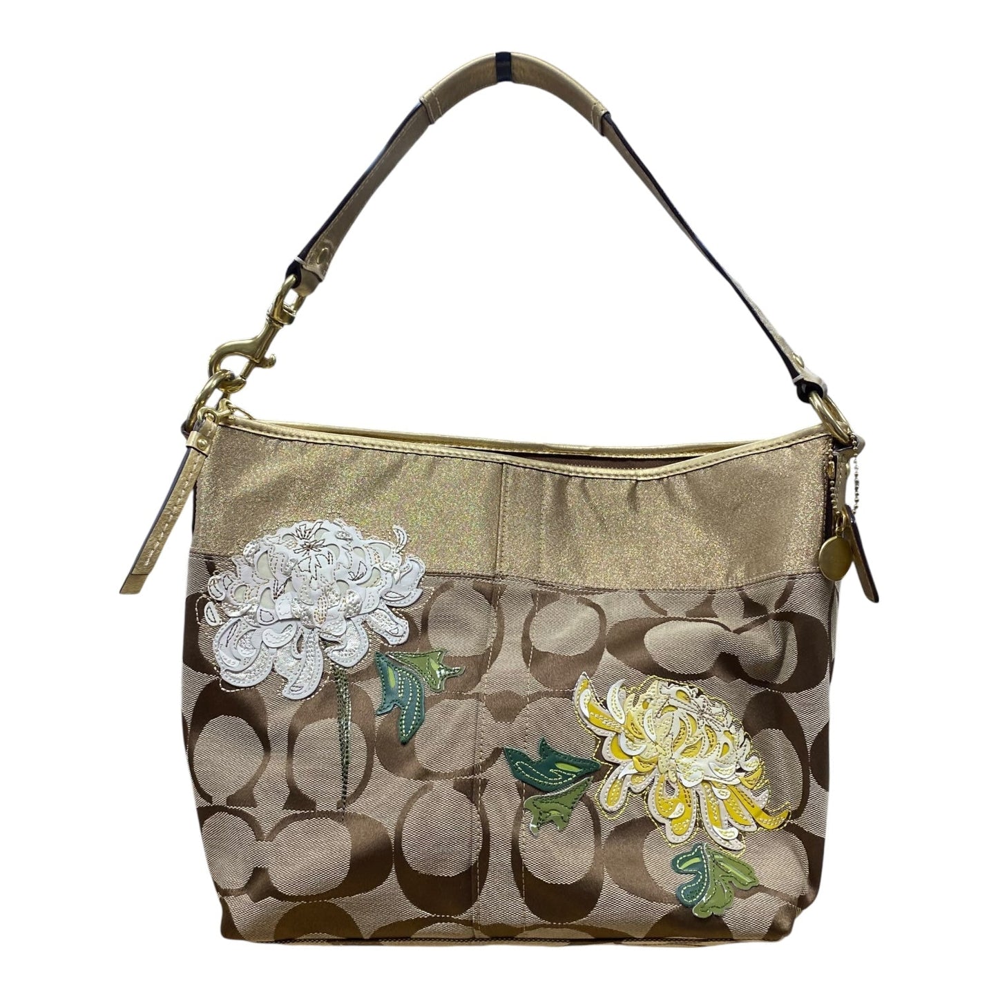 Handbag Designer By Coach In Gold & Tan, Size:Medium