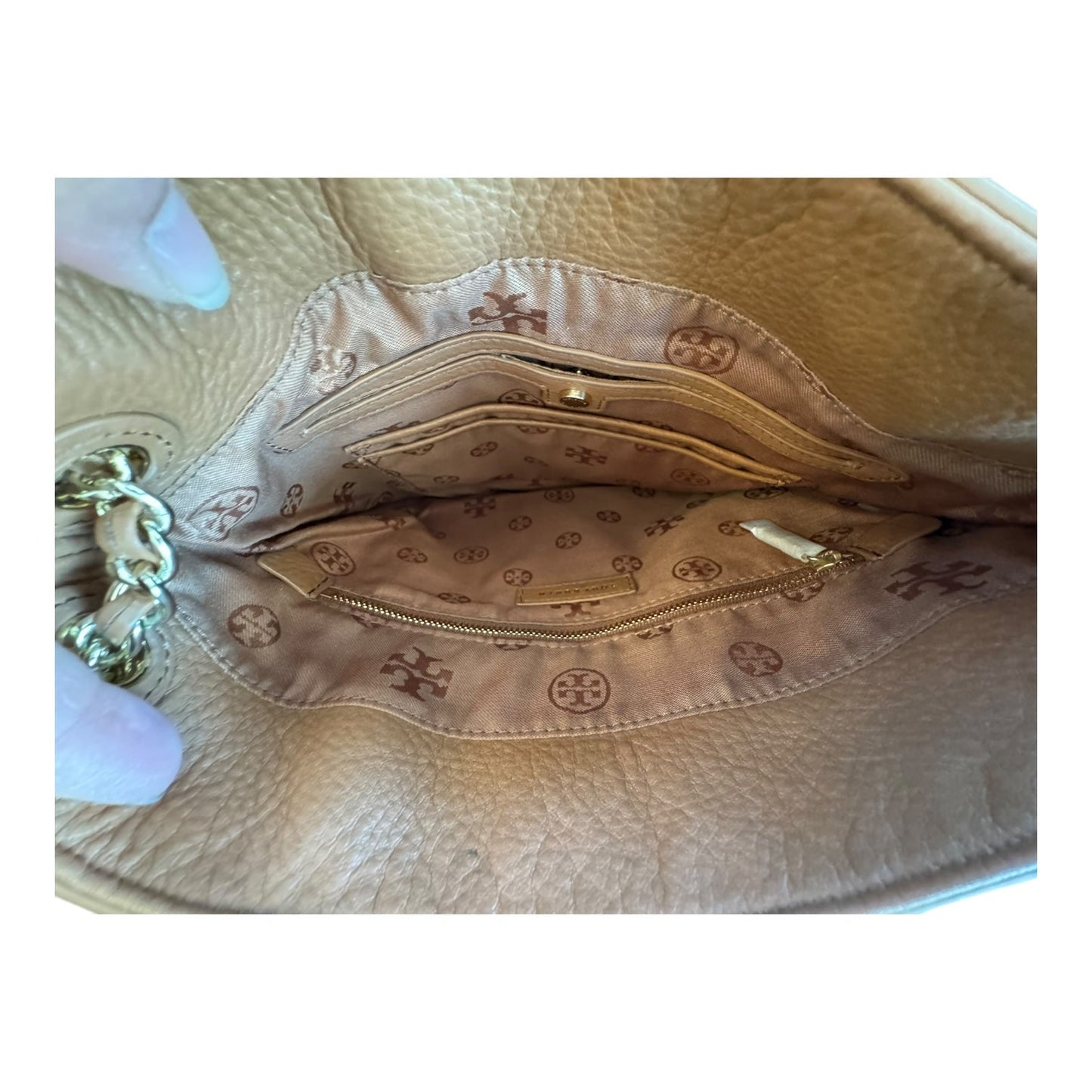 Handbag Designer By Tory Burch In Brown, Size:Medium