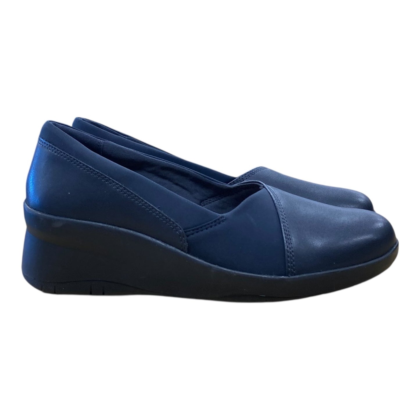 Shoes Heels Wedge By Clarks In Blue, Size:7.5