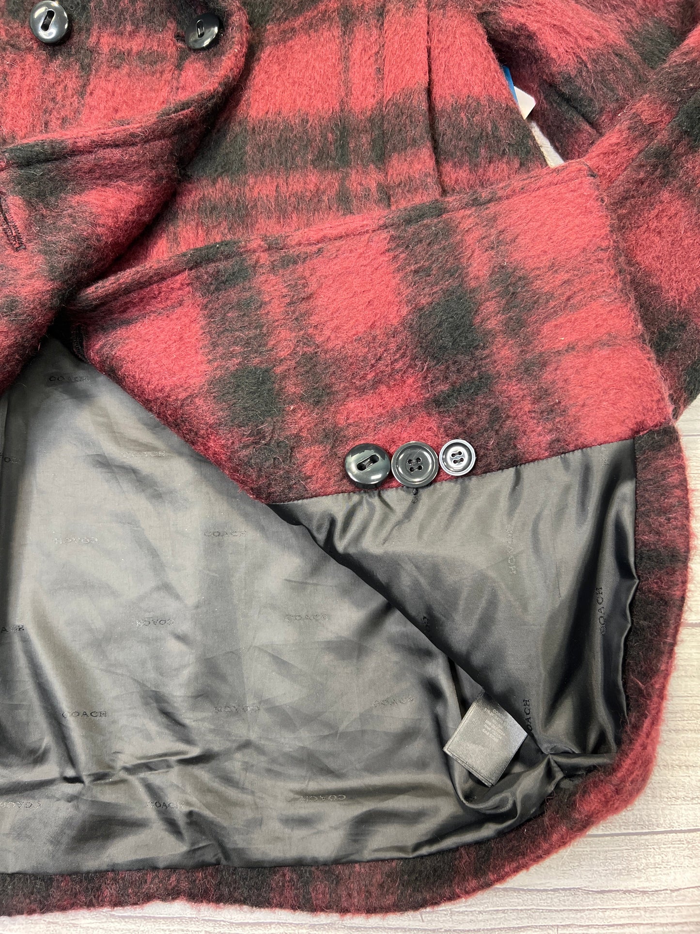 New! Coach Plaid Peacoat Designer Size: S