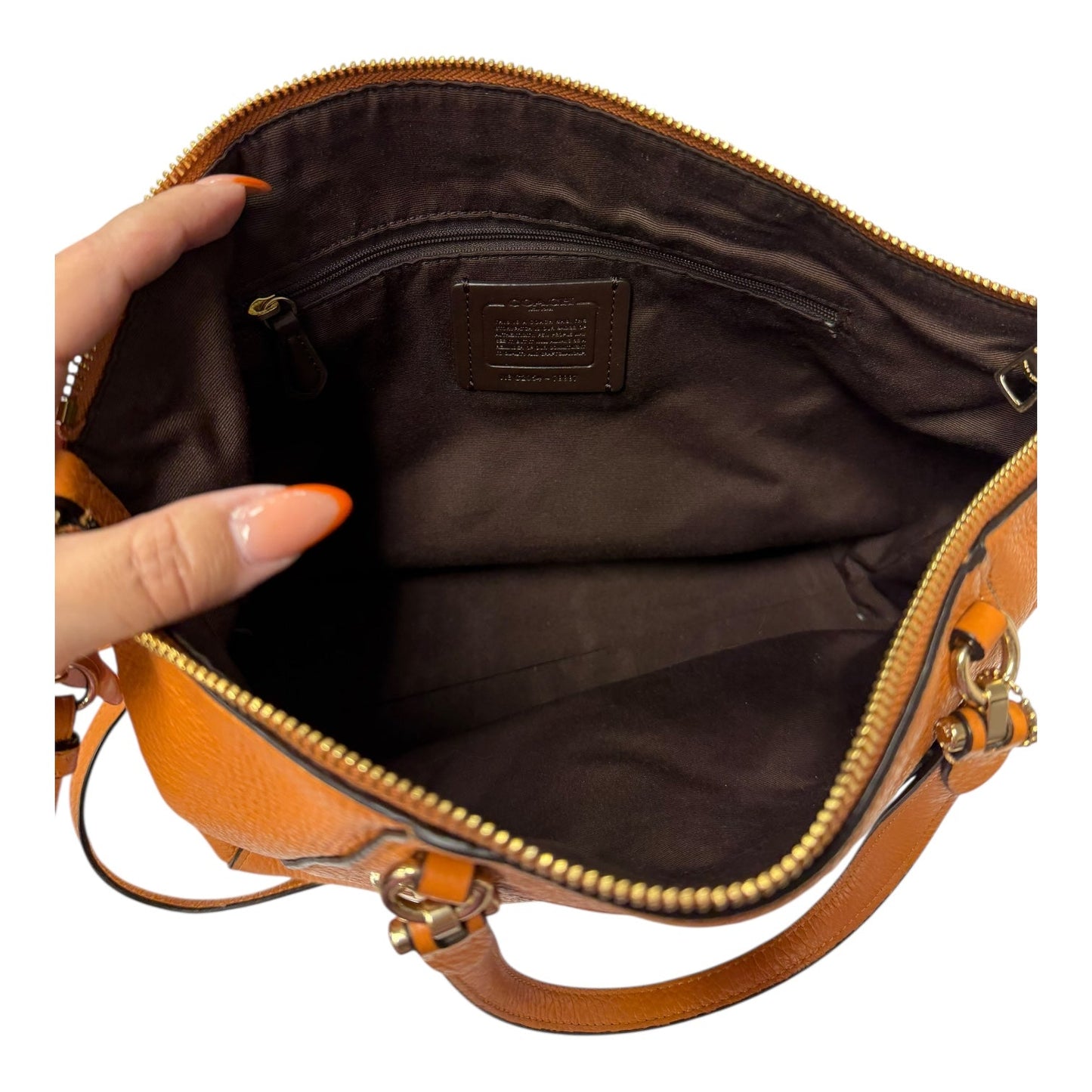 Handbag Designer By Coach In Orange, Size:Medium