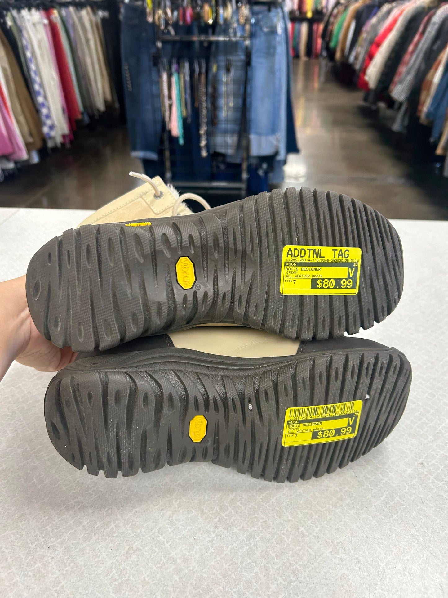 Boots Designer By Ugg In Cream, Size:7