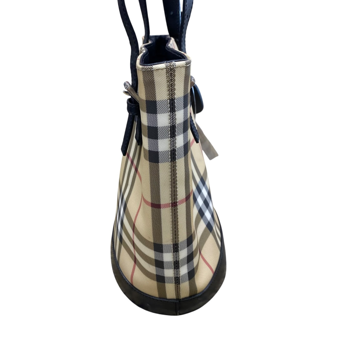 Handbag Luxury Designer By Burberry In Brown & Cream, Size:Medium