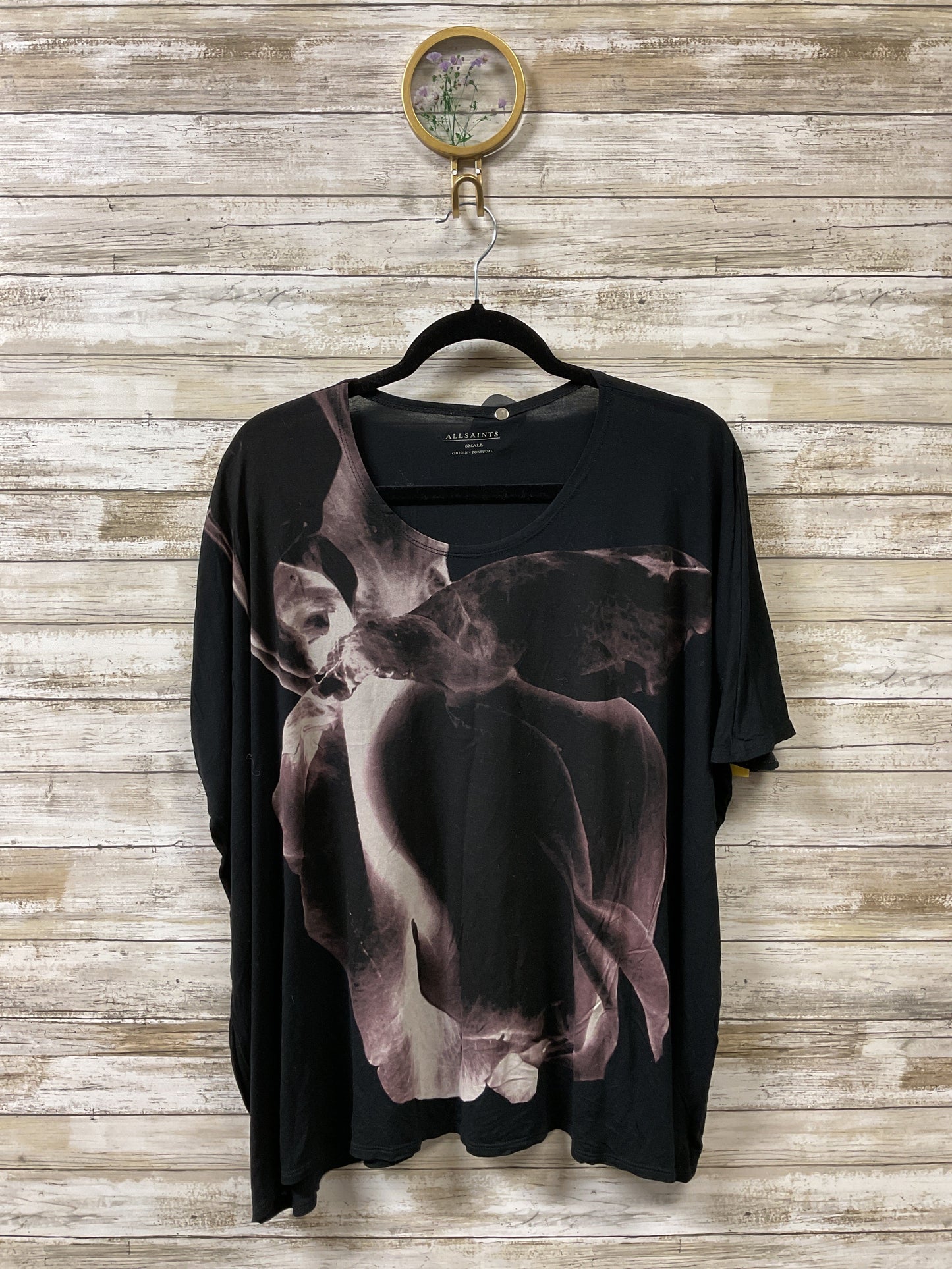 Top Ss Designer By All Saints In Black & Pink, Size:S