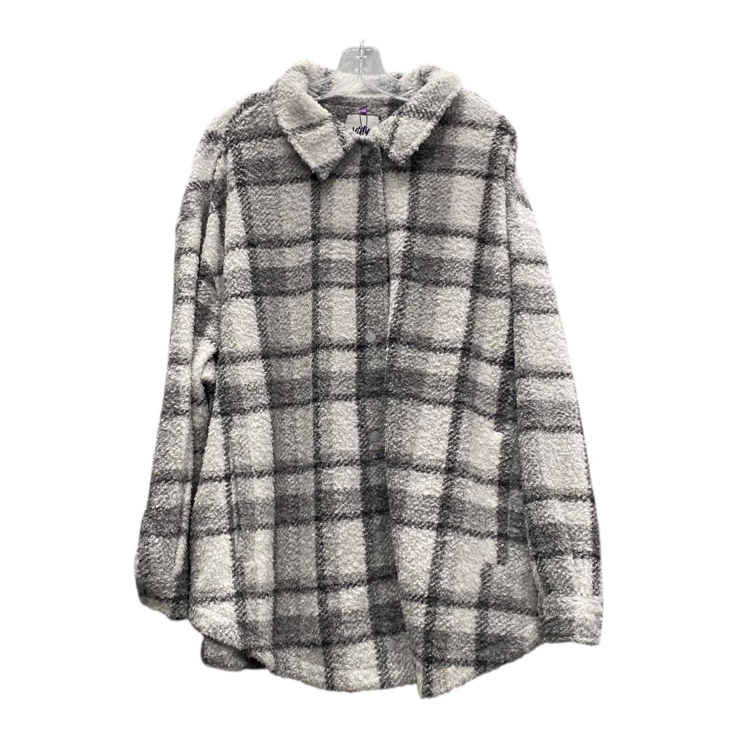 Jacket Shirt By Yitty In Grey & White, Size:1X