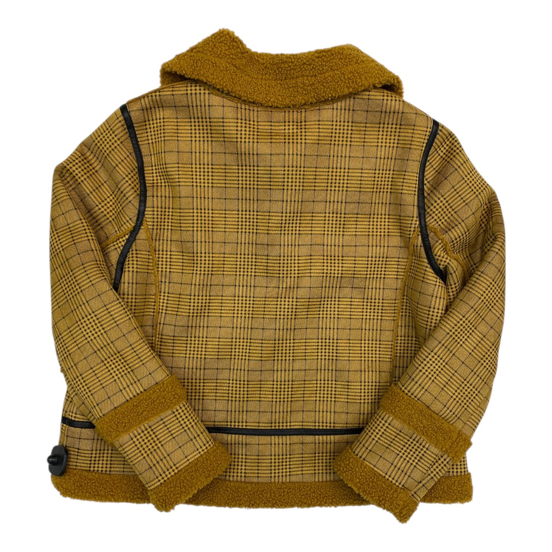 Jacket Faux Fur & Sherpa By REBECCA ELLIOT In Black & Yellow, Size:L