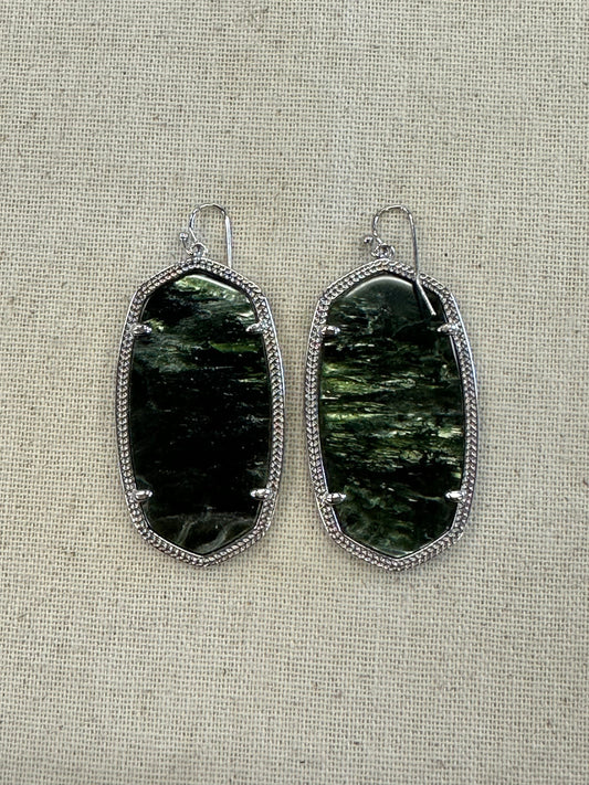 Earrings Dangle/Drop By Kendra Scott In Green & Silver