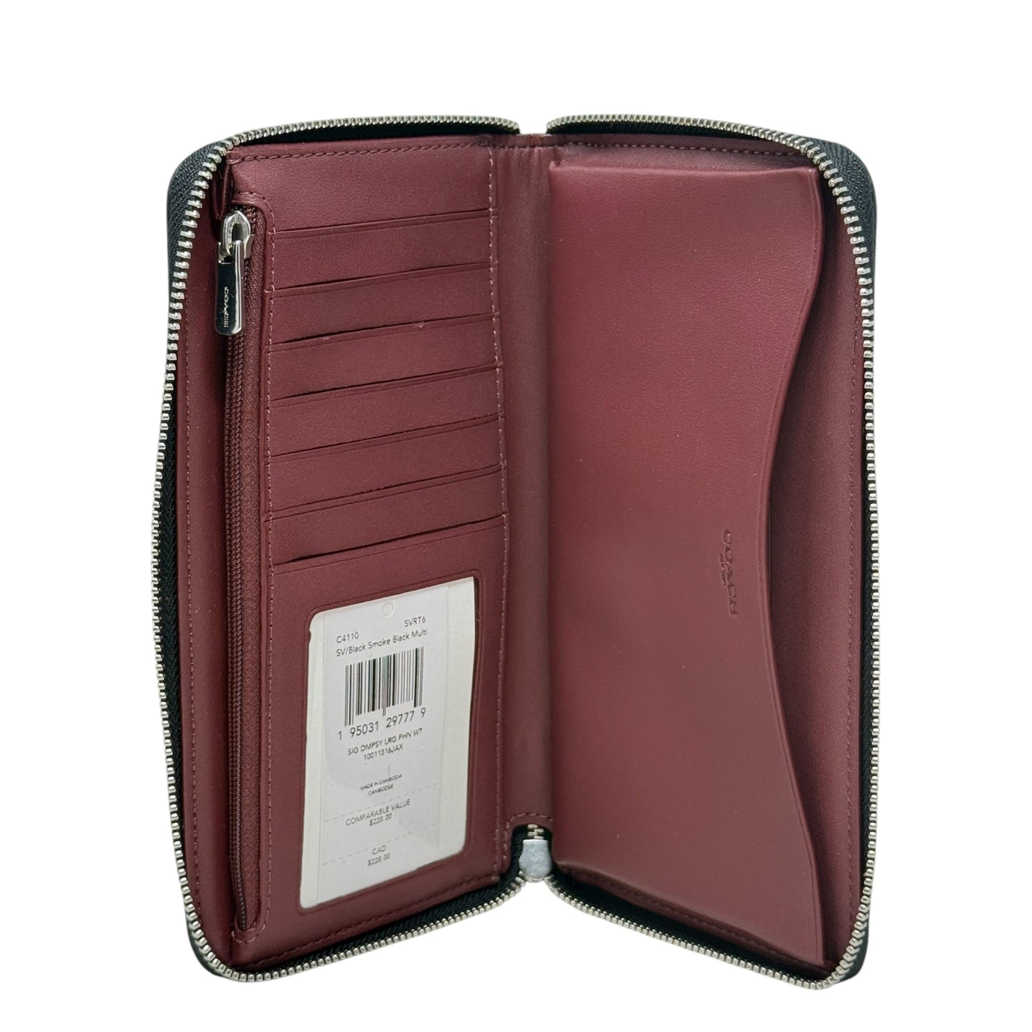 Dempsey Large Phone Wallet In Signature Jacquard with Stripe & Patch Designer By Coach, Size: Large