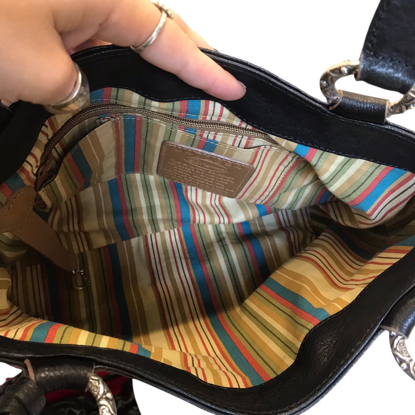 Handbag Leather By Brighton In Black, Size:Medium