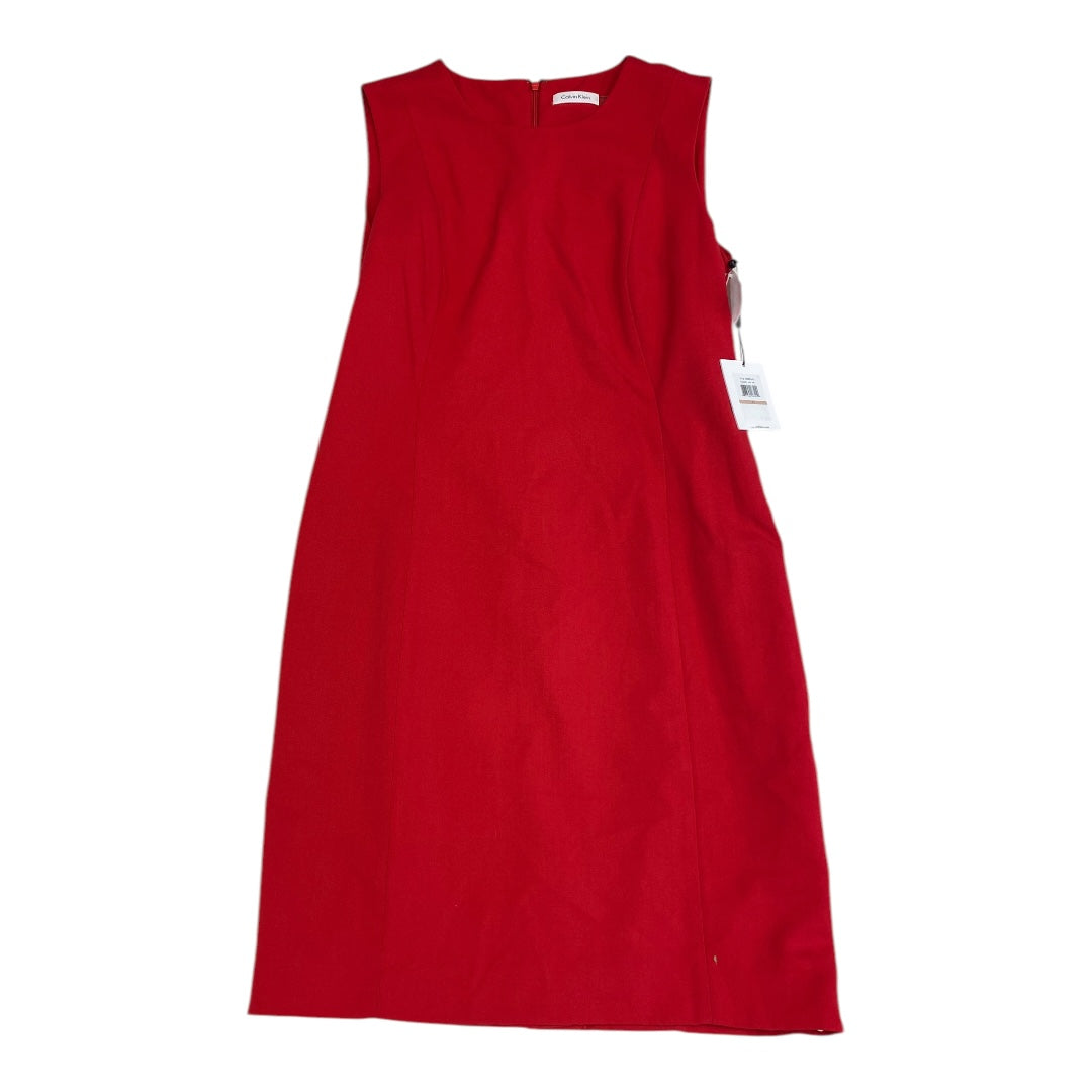 Dress Casual Midi By Calvin Klein In Red, Size:12