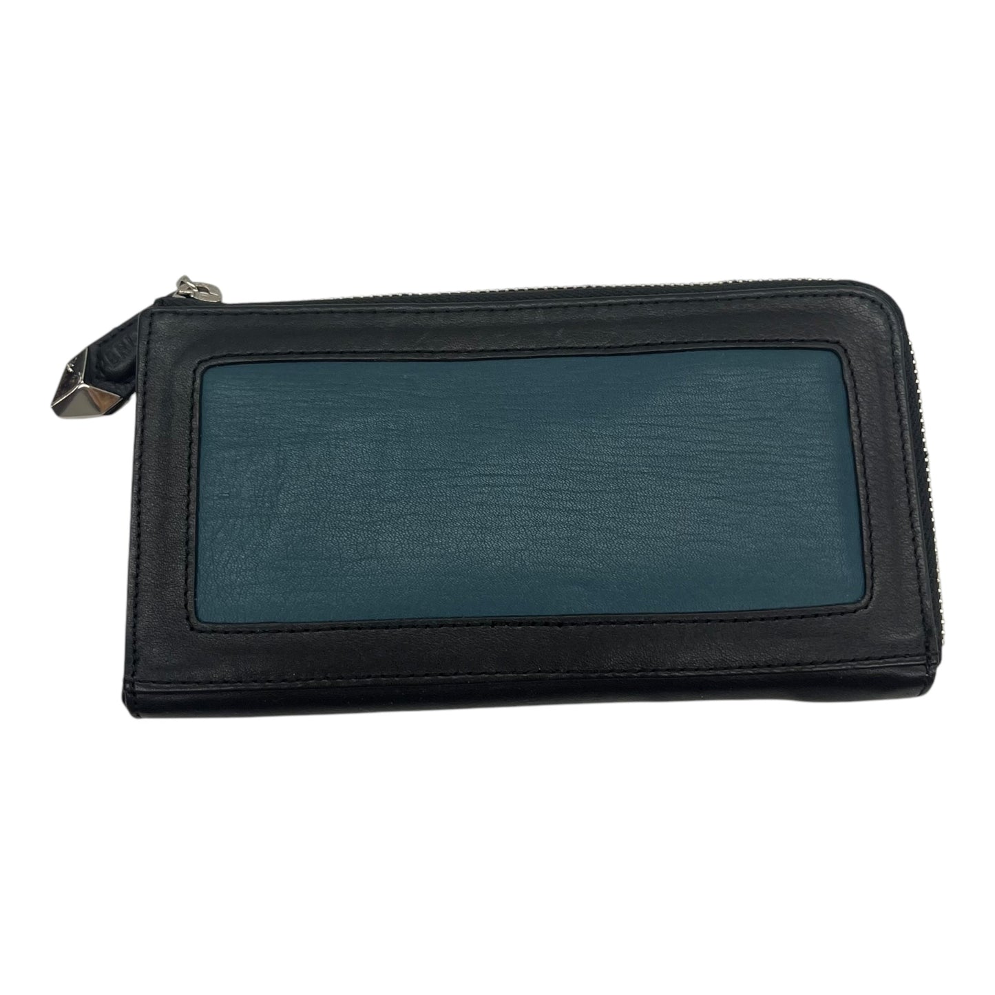 Wallet Leather By Perlina In Black & Green, Size:Medium