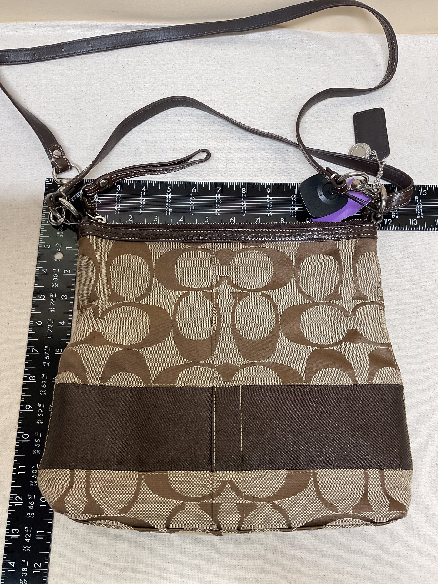 Crossbody Designer By Coach In Brown & Tan, Size:Medium