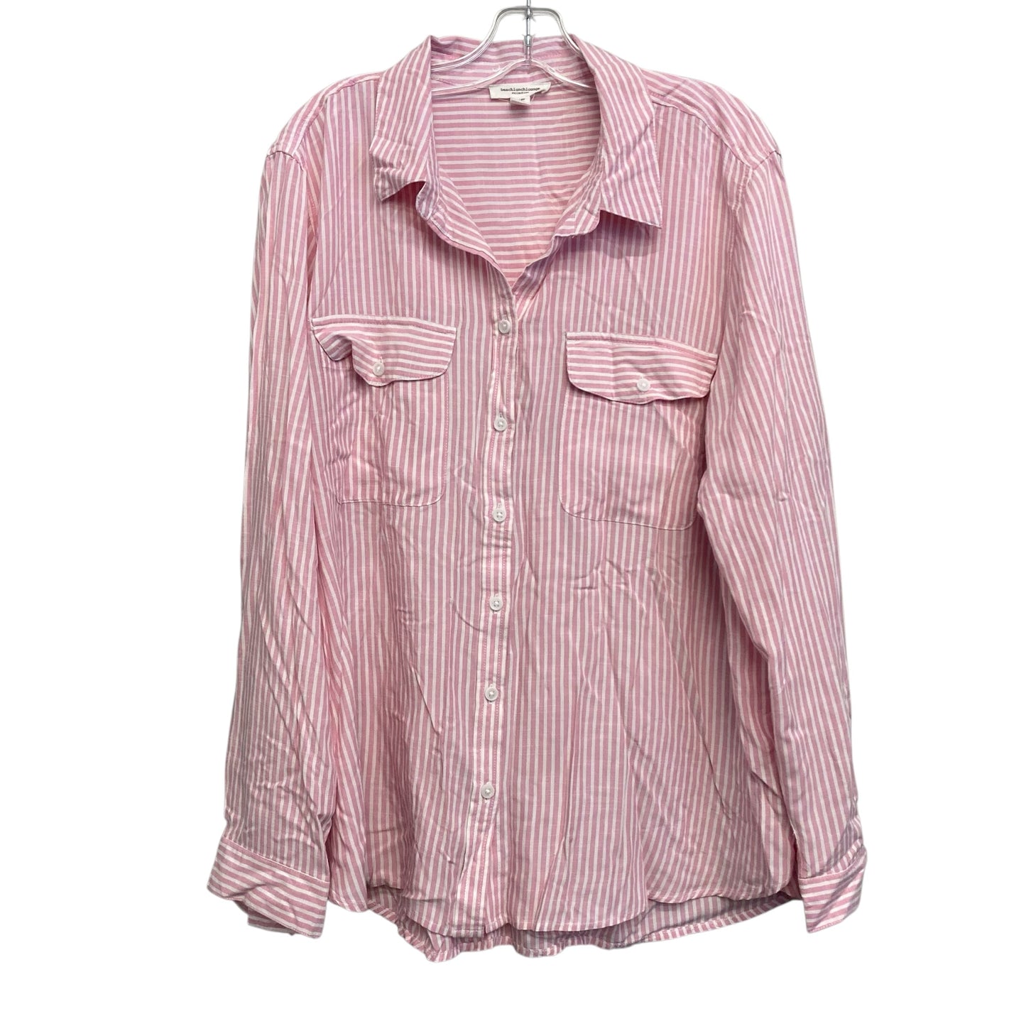 Top Ls By Beachlunchlounge In Pink & White, Size:Xl