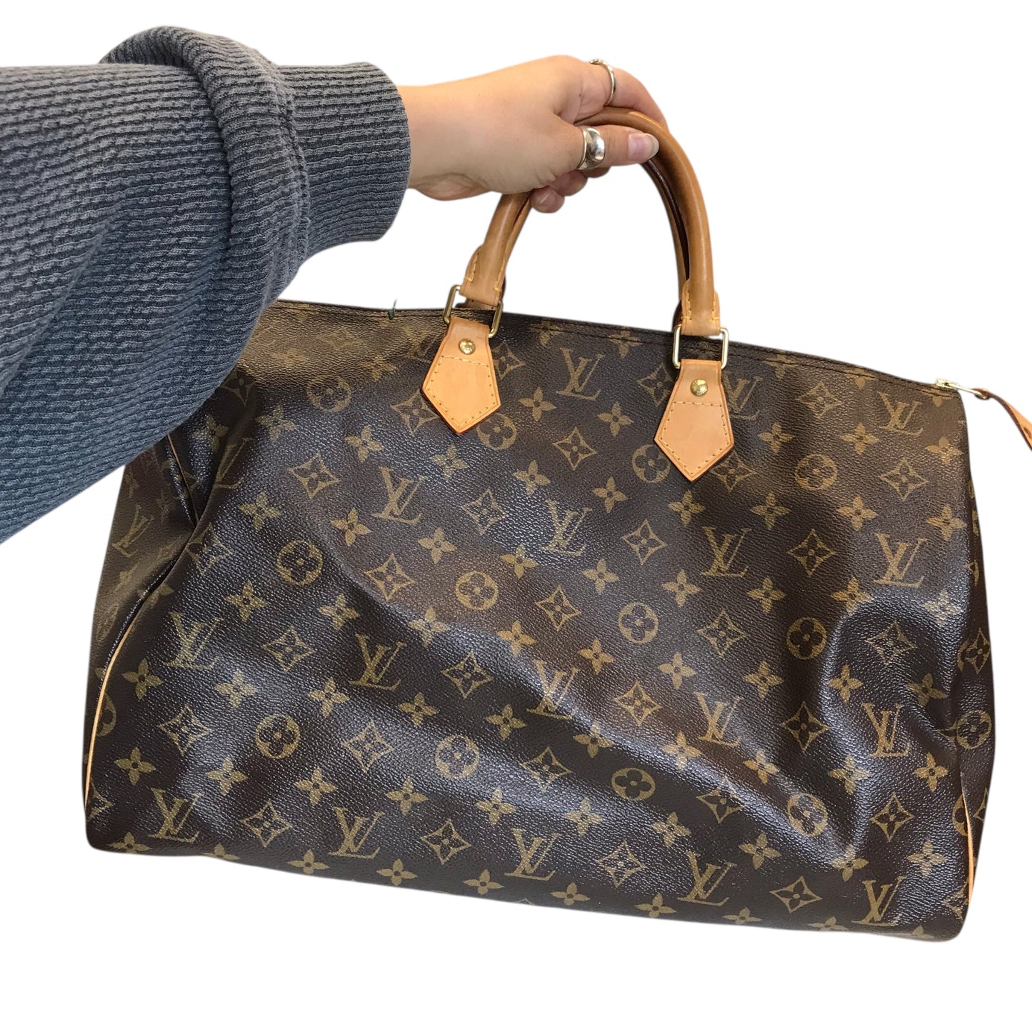 Handbag Luxury Designer By Louis Vuitton In Brown, Size:Large