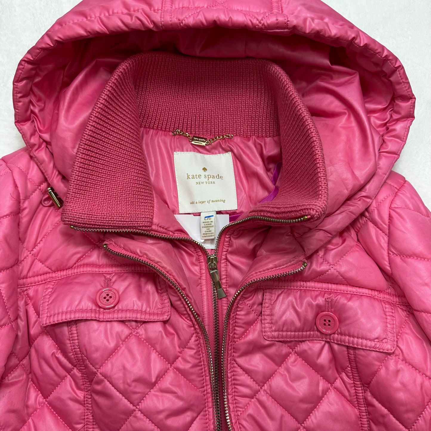Coat Designer By Kate Spade In Pink, Size: L