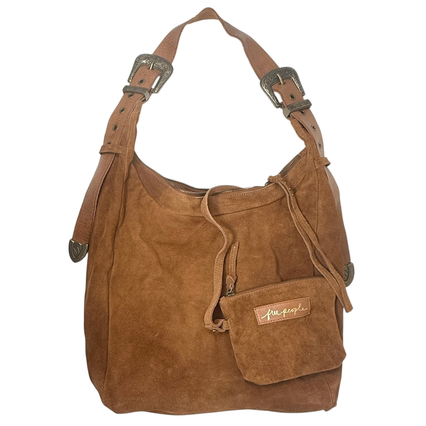 Westbound Suede Tote By Free People In True Brown, Size: Medium