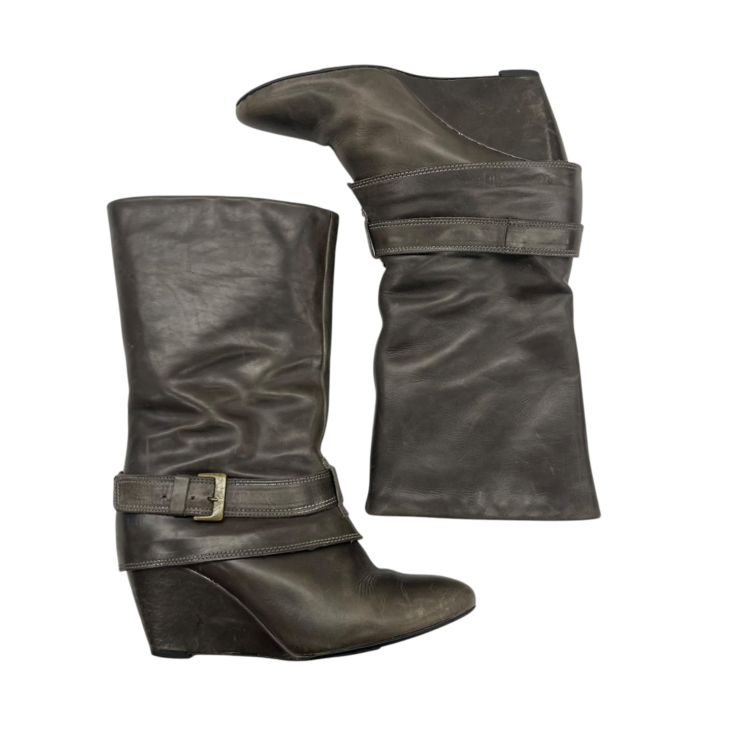 Boots Mid-Calf Heels By Garnet Hill In Grey, Size:8.5
