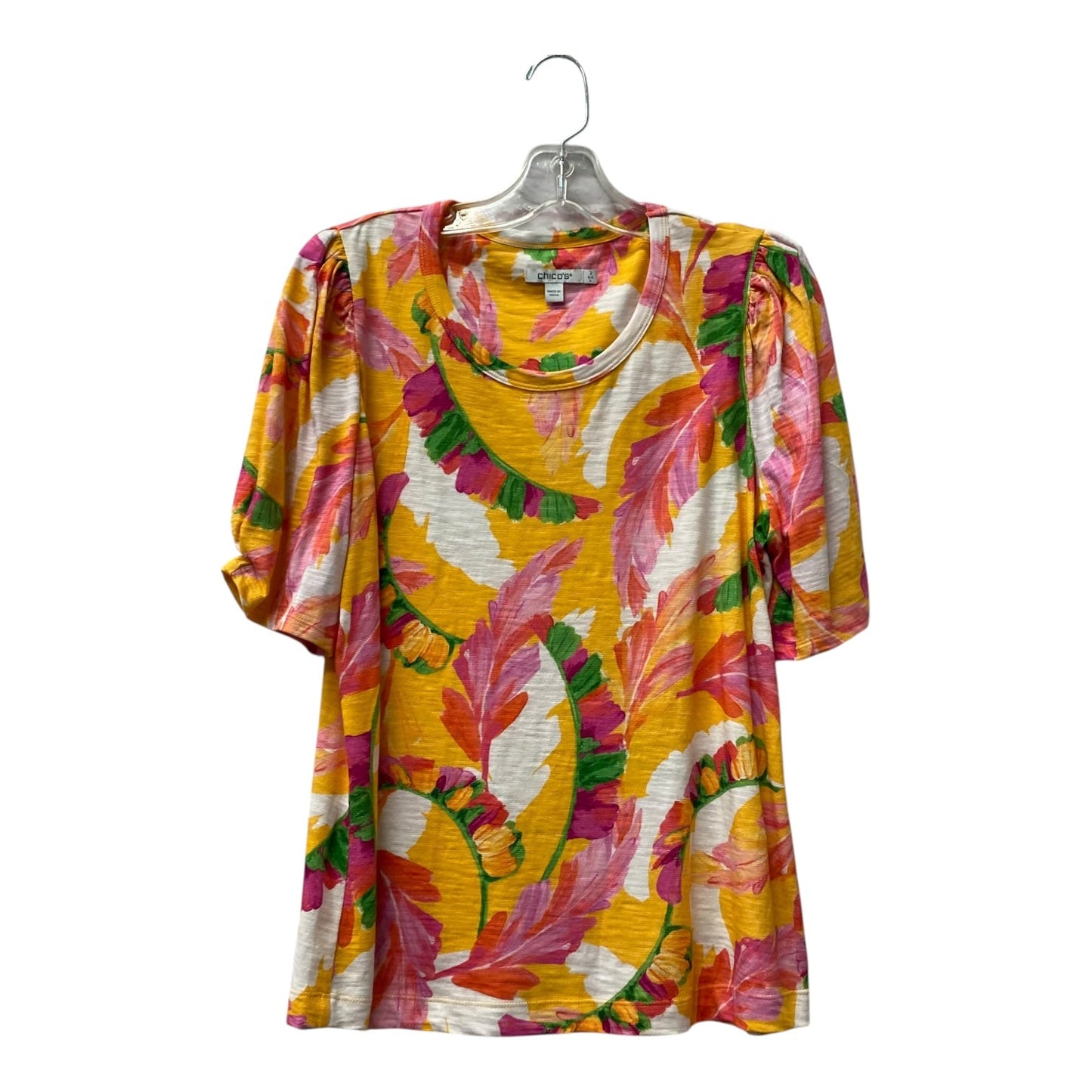 Top Ss By Chicos In Orange & Pink, Size:L