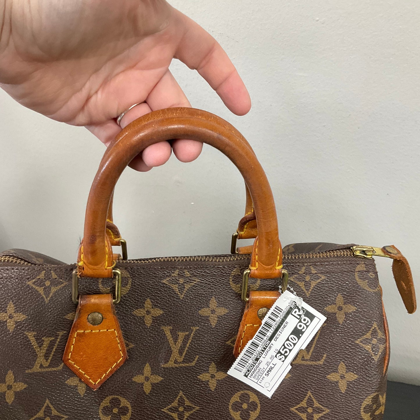 Handbag Luxury Designer By Louis Vuitton In Brown, Size:Small