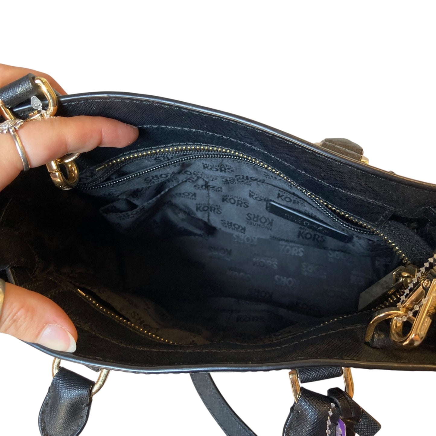 Handbag Designer By Michael Kors In Black & Brown, Size:Small