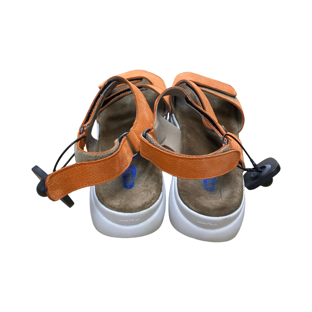 Sandals Flats By WALLY In Orange, Size:8
