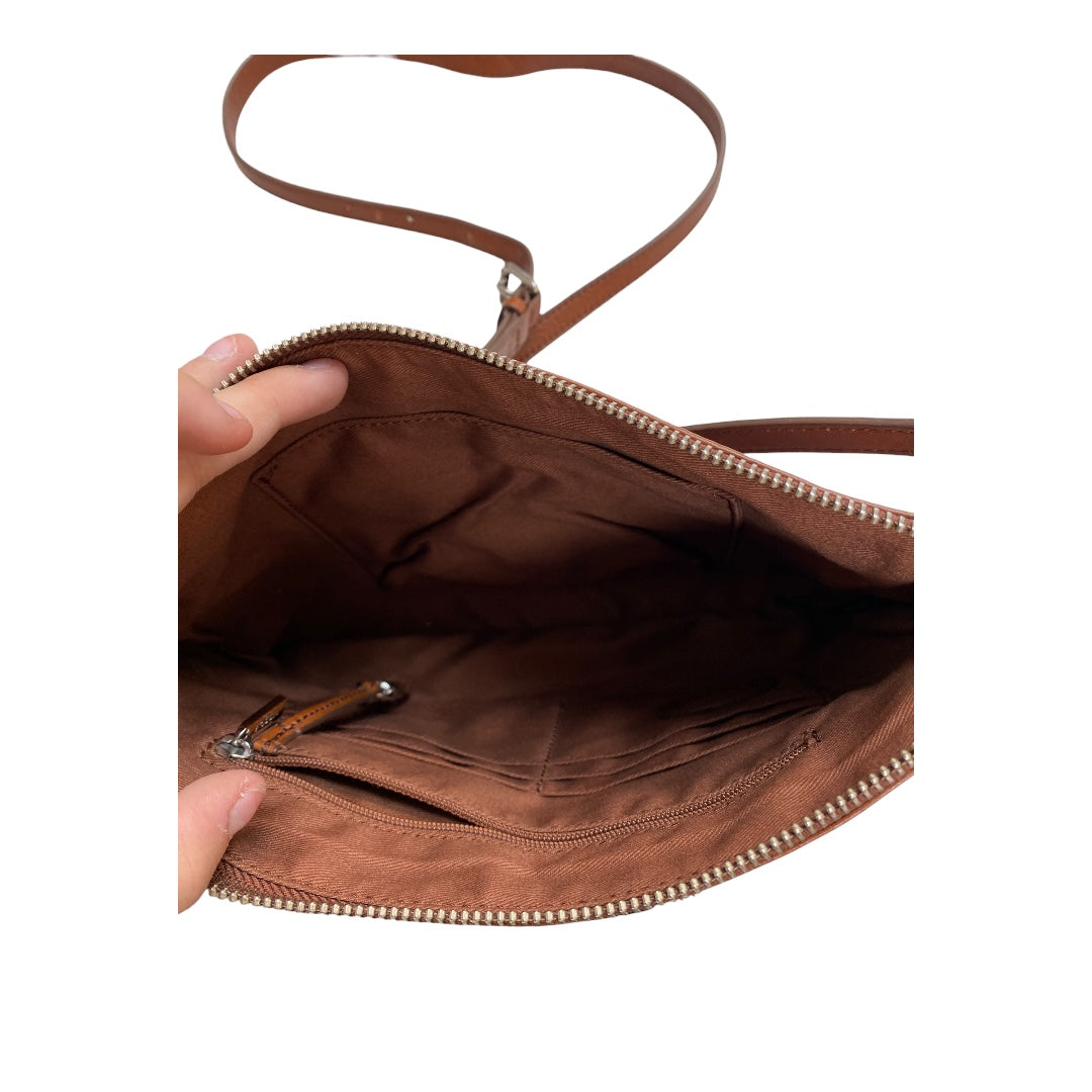 Handbag Leather By Fossil In Brown, Size:Medium