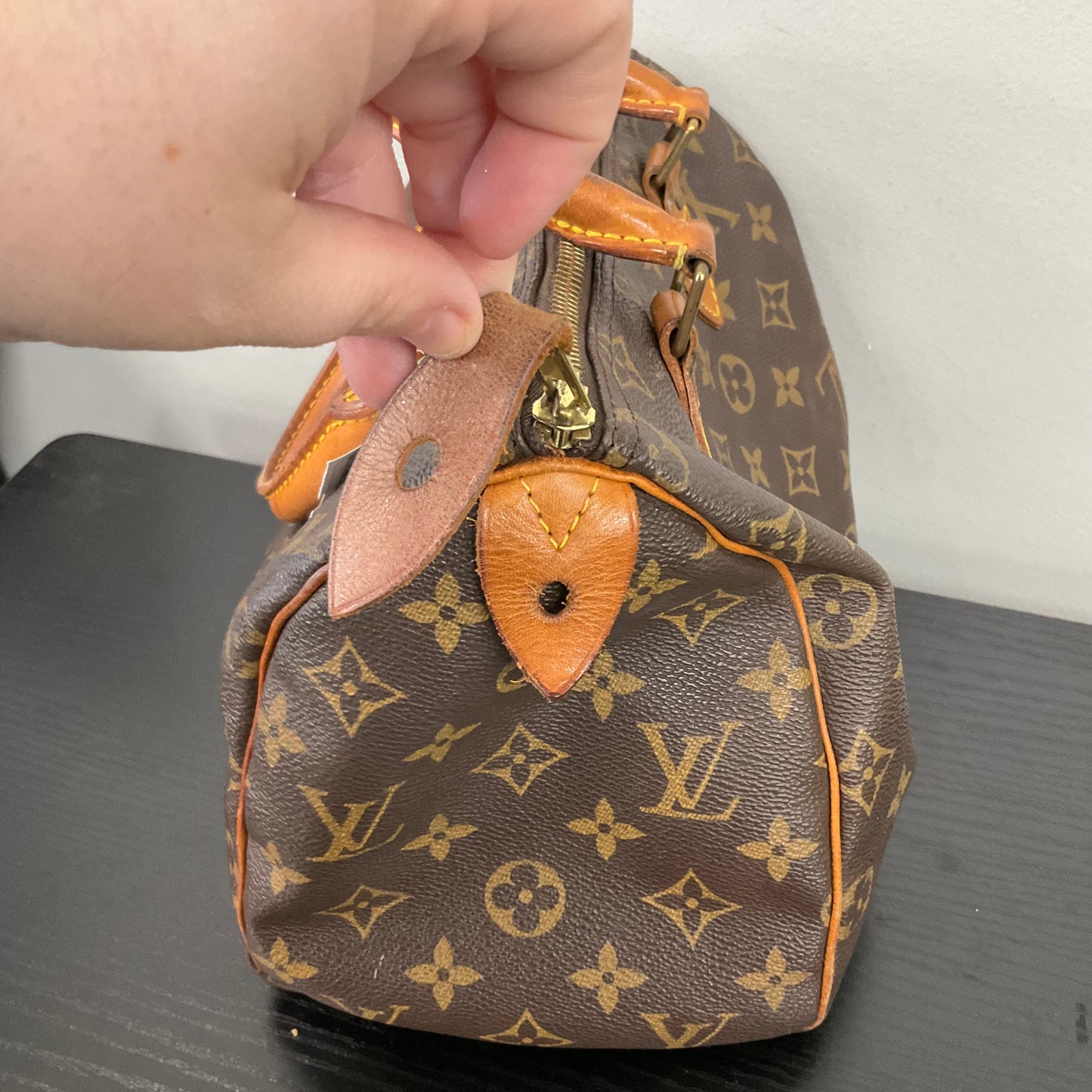 Handbag Luxury Designer By Louis Vuitton In Brown, Size:Small