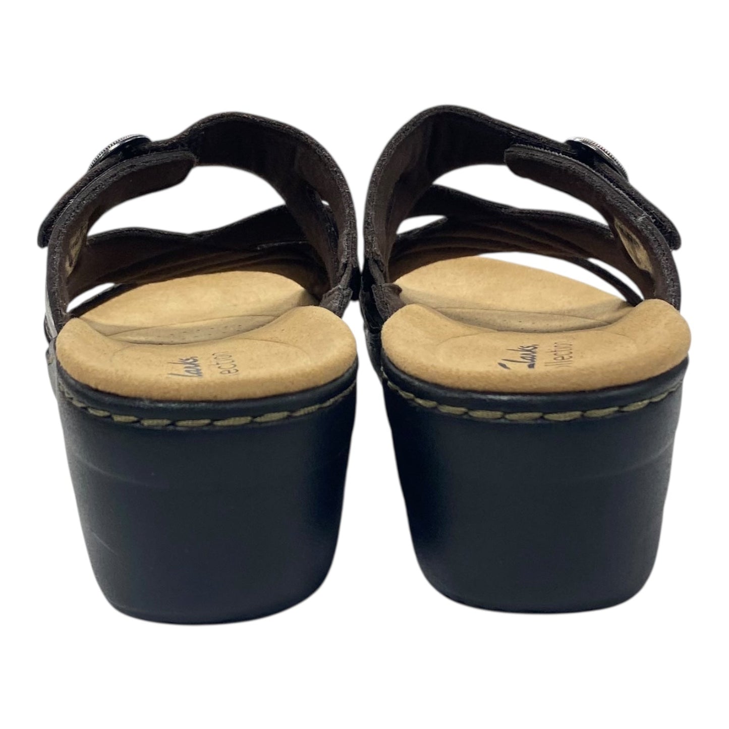 Sandals Heels Wedge By Clarks In Brown, Size:9